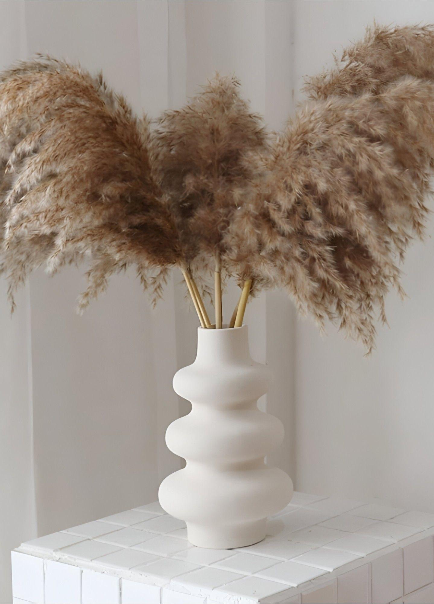 Jarrón Ondulado Moderno Flores Minimalista 21cm Jhn-3