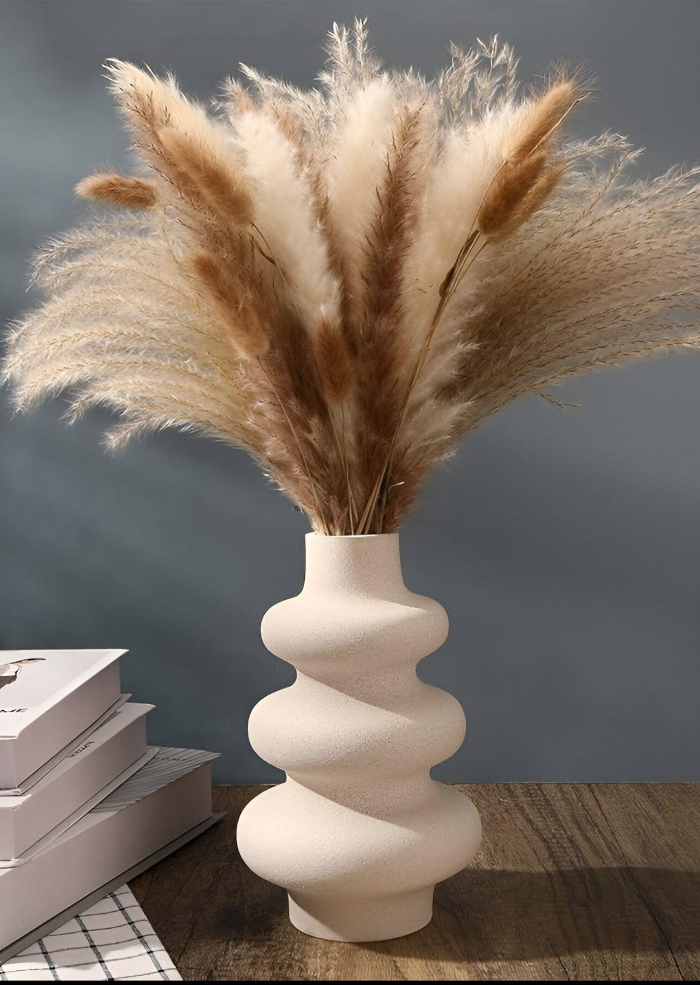 Jarrón Ondulado Moderno Flores Minimalista 21cm Jhn-5