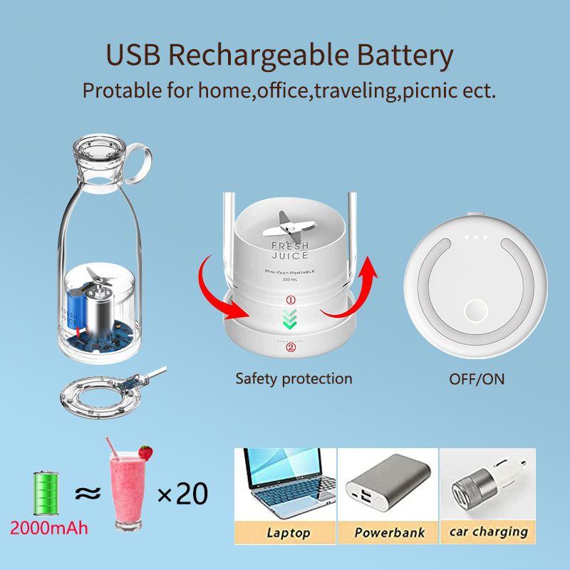 Licuadora Portátil Usb Mezclador Procesador Cocina Rondon-7