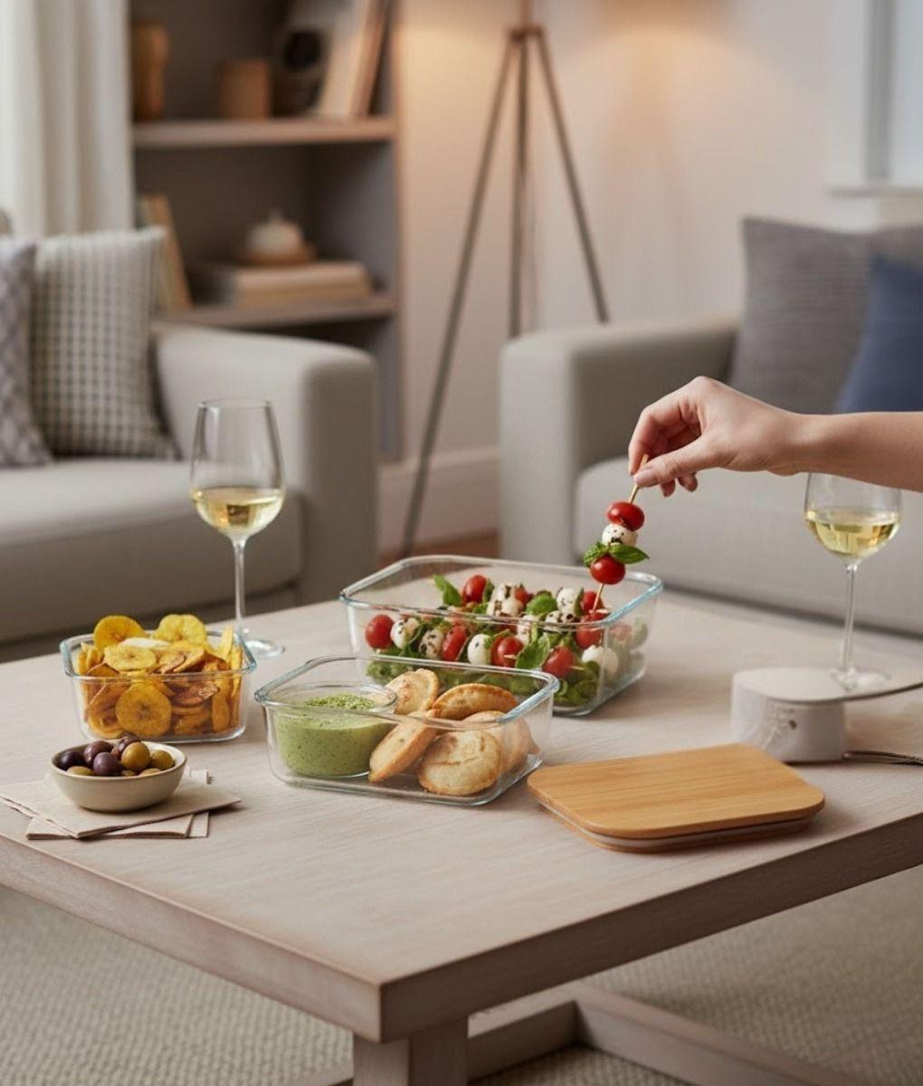 Juego 3 Bowl Almacenamiento Tapa Recipiente Organizador Jhn-4