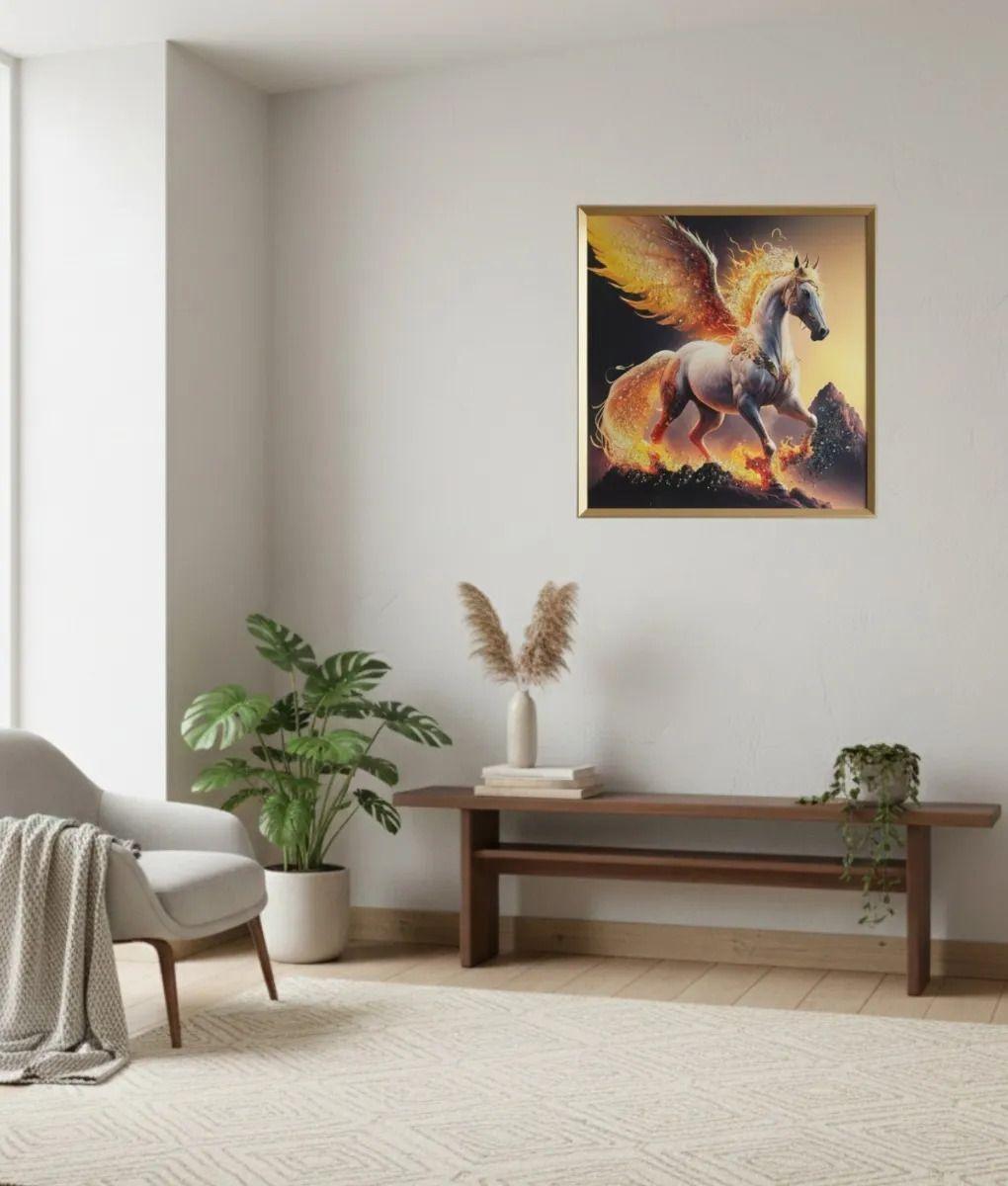 Cuadro Decorativo Arte Fantástico Caballo Alado Fuego Jhn-4