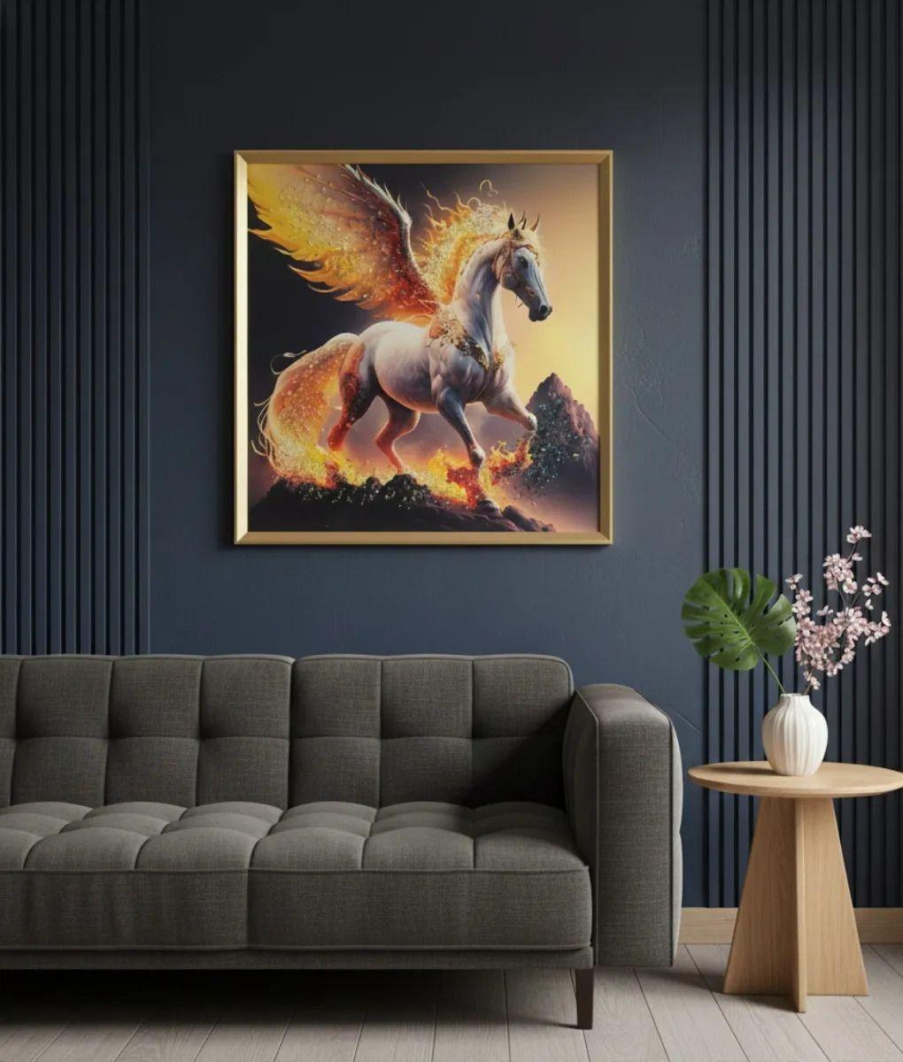 Cuadro Decorativo Arte Fantástico Caballo Alado Fuego Jhn-5