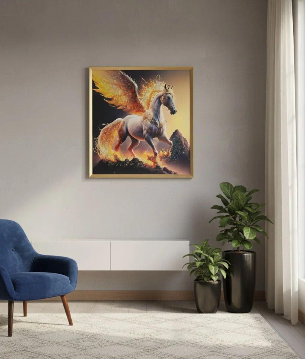 Cuadro Decorativo Arte Fantástico Caballo Alado Fuego Jhn-7