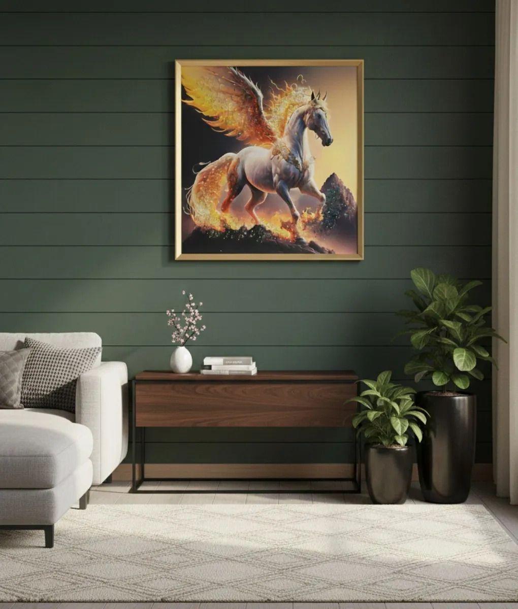 Cuadro Decorativo Arte Fantástico Caballo Alado Fuego Jhn-8