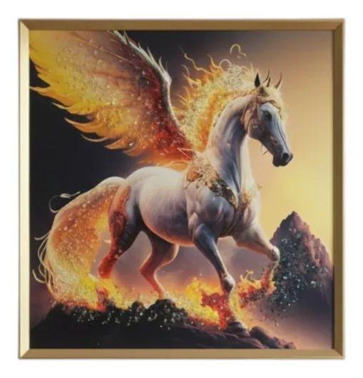 Cuadro Decorativo Arte Fantástico Caballo Alado Fuego Jhn-9