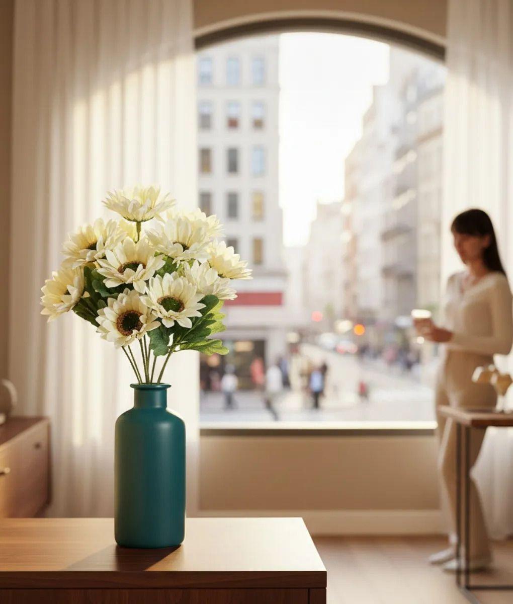 Set 2 Flores Artificiales Ramo Decorativo Margarita Jhn-4