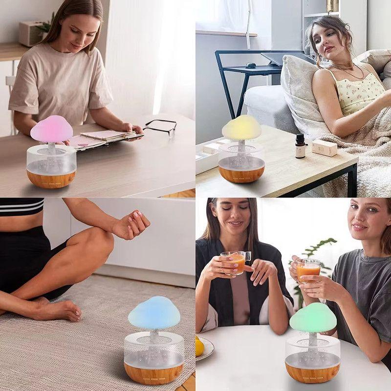 Humidificador Nube Lluvia Dormitorio Relajante Luz Agua Jer-2
