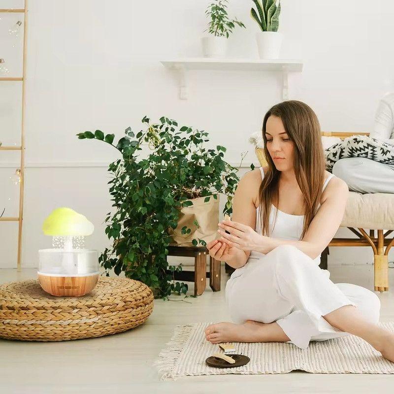 Humidificador Nube Lluvia Dormitorio Relajante Luz Agua Jer-3