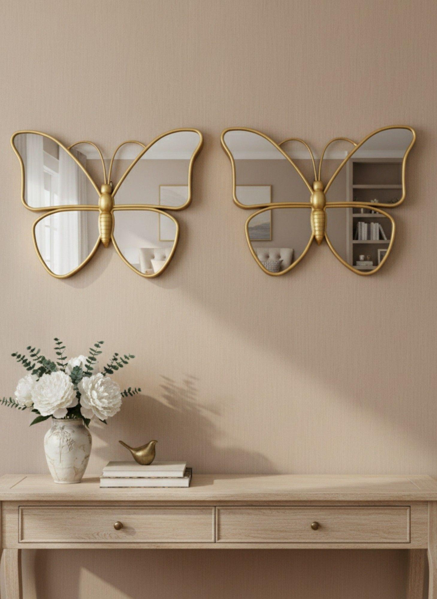 Espejo Decorativo Forma Mariposa Adorno Pared Hogar Jhn-6