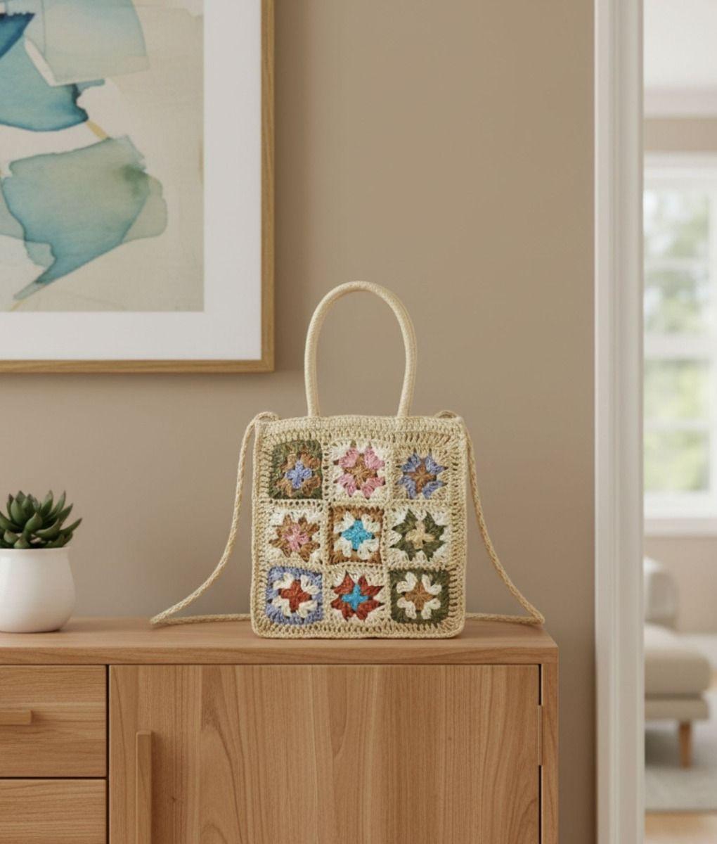 Cartera Bolso Mano Tejido Crochet Moderno Versátil Jhn-8