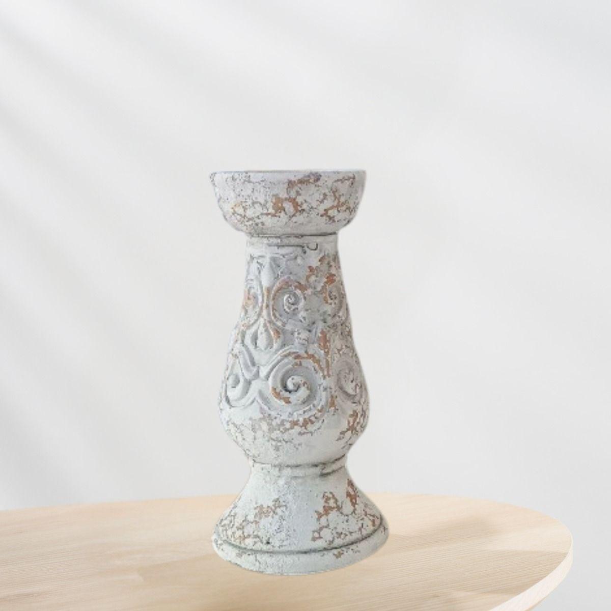 Pedestal Decorativo Soporte Cerámica Envejecido 25cm Jhn-2
