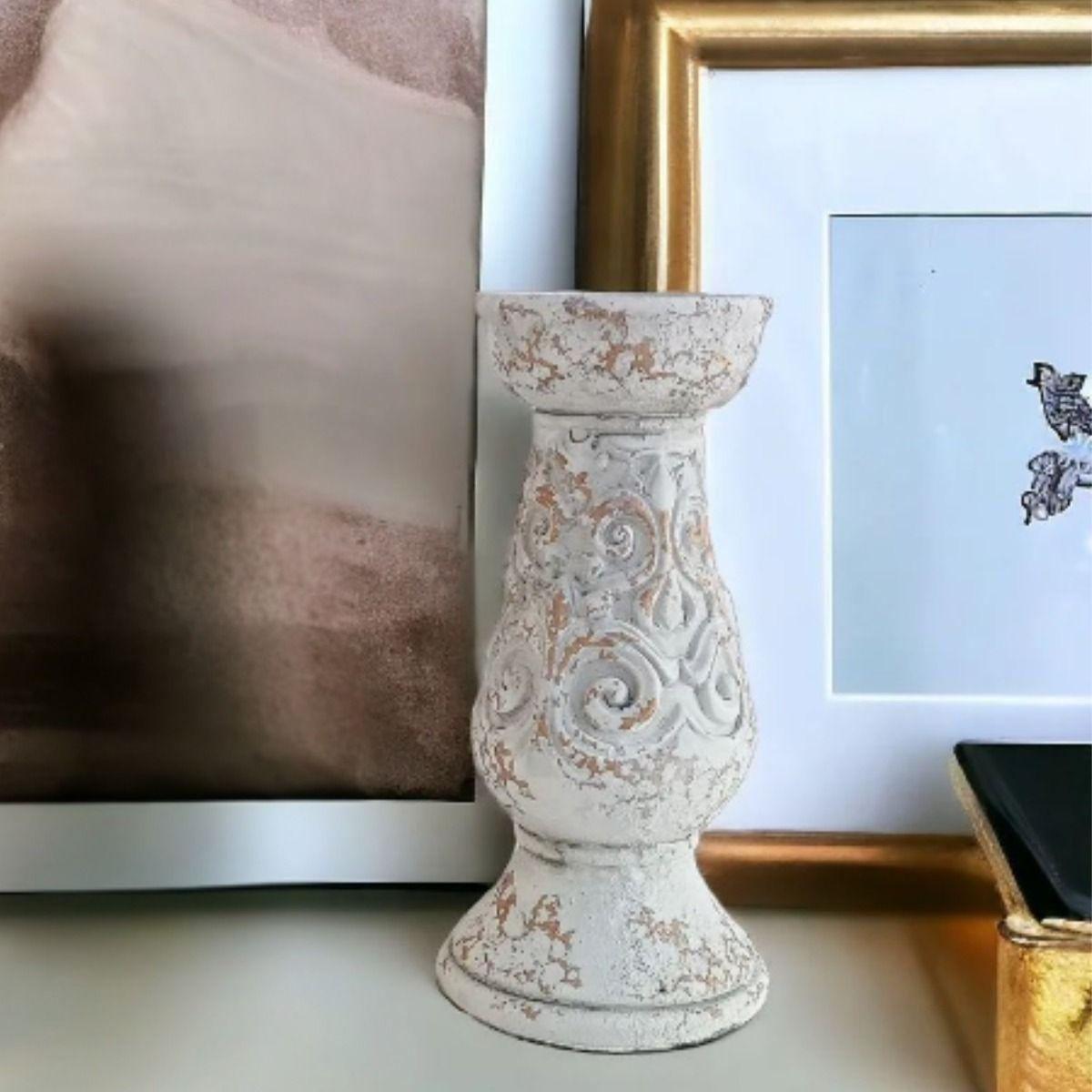Pedestal Decorativo Soporte Cerámica Envejecido 25cm Jhn-9