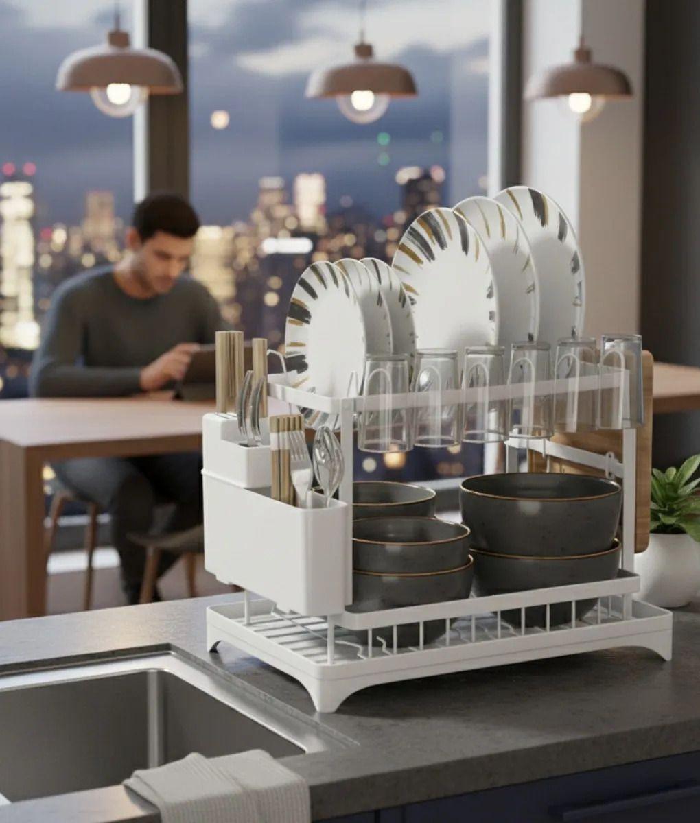 Secaplatos Escurridor Doble Nivel Organizador Cocina Jhn-7