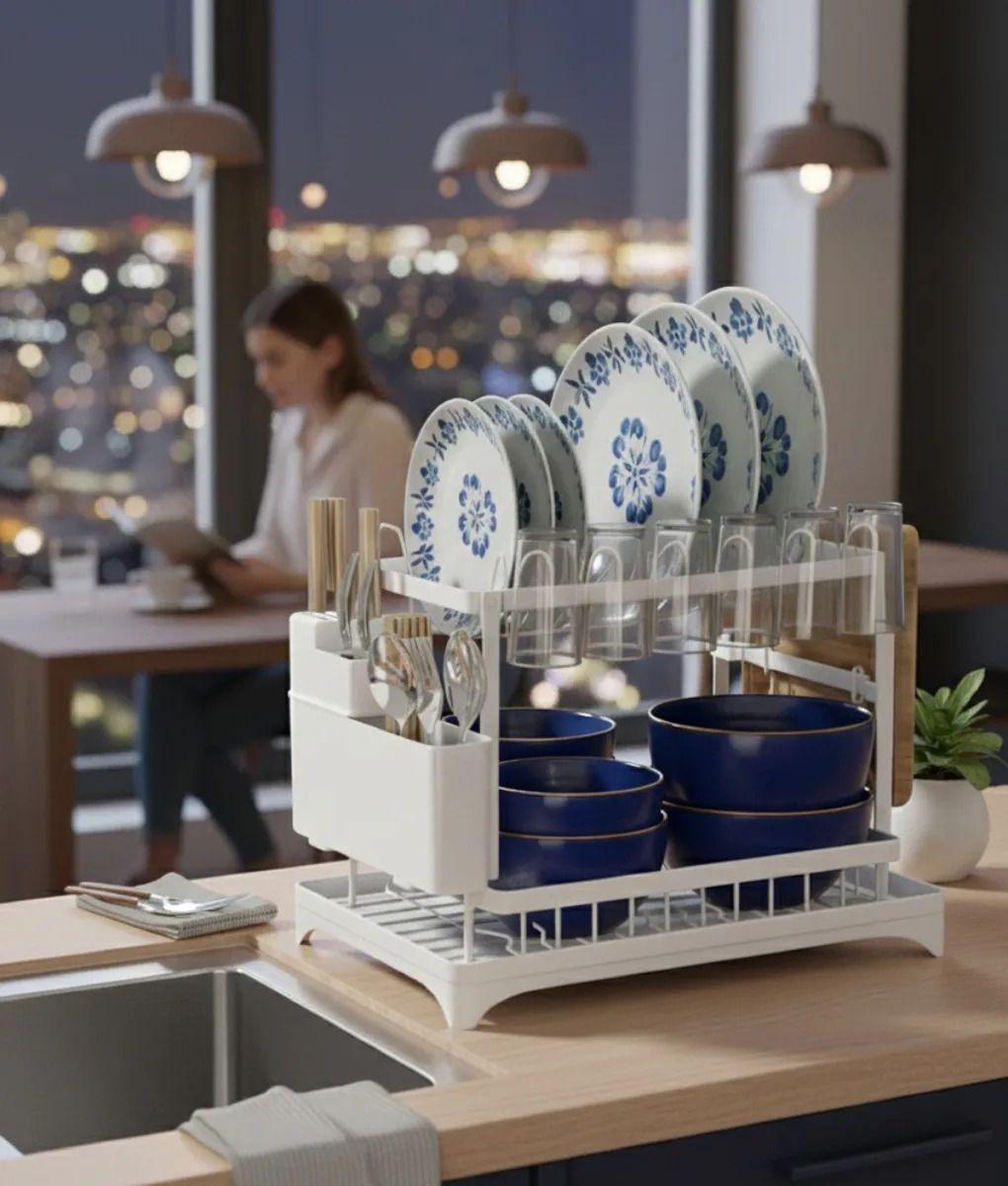 Secaplatos Escurridor Doble Nivel Organizador Cocina Jhn-9