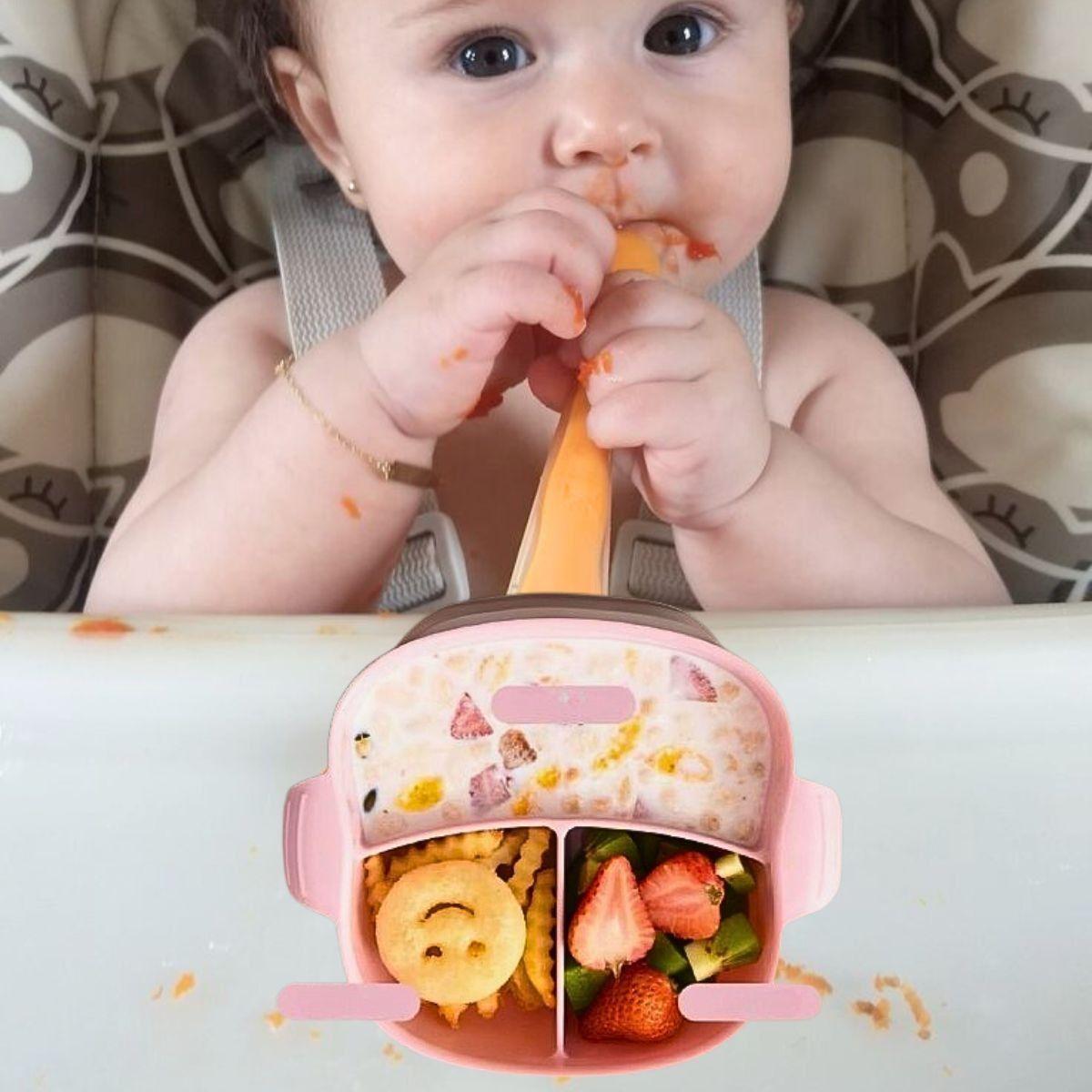 Plato Bombilla Tazon Succion Entrenamiento Bebes Lau-2