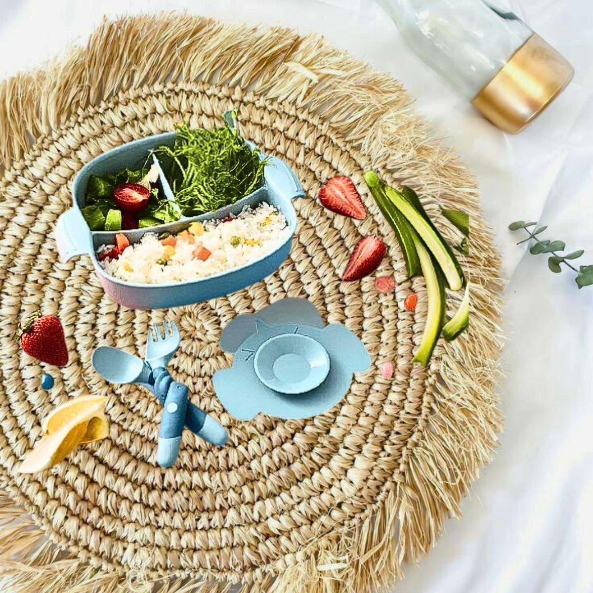 Plato Bombilla Tazon Succion Entrenamiento Bebes Lau-7