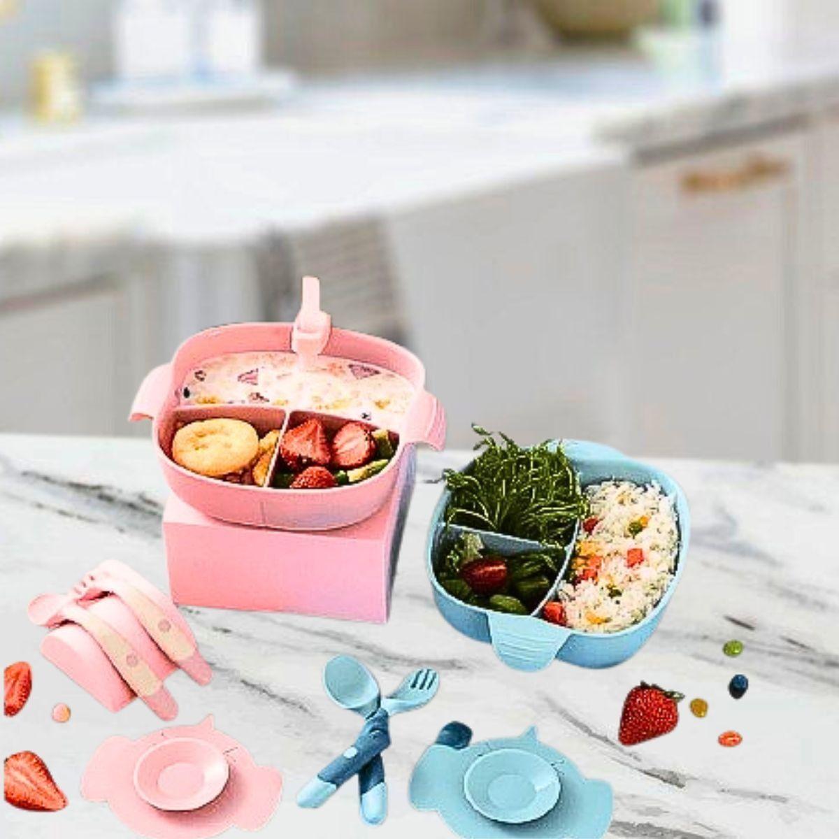 Plato Bombilla Tazon Succion Entrenamiento Bebes Lau-8