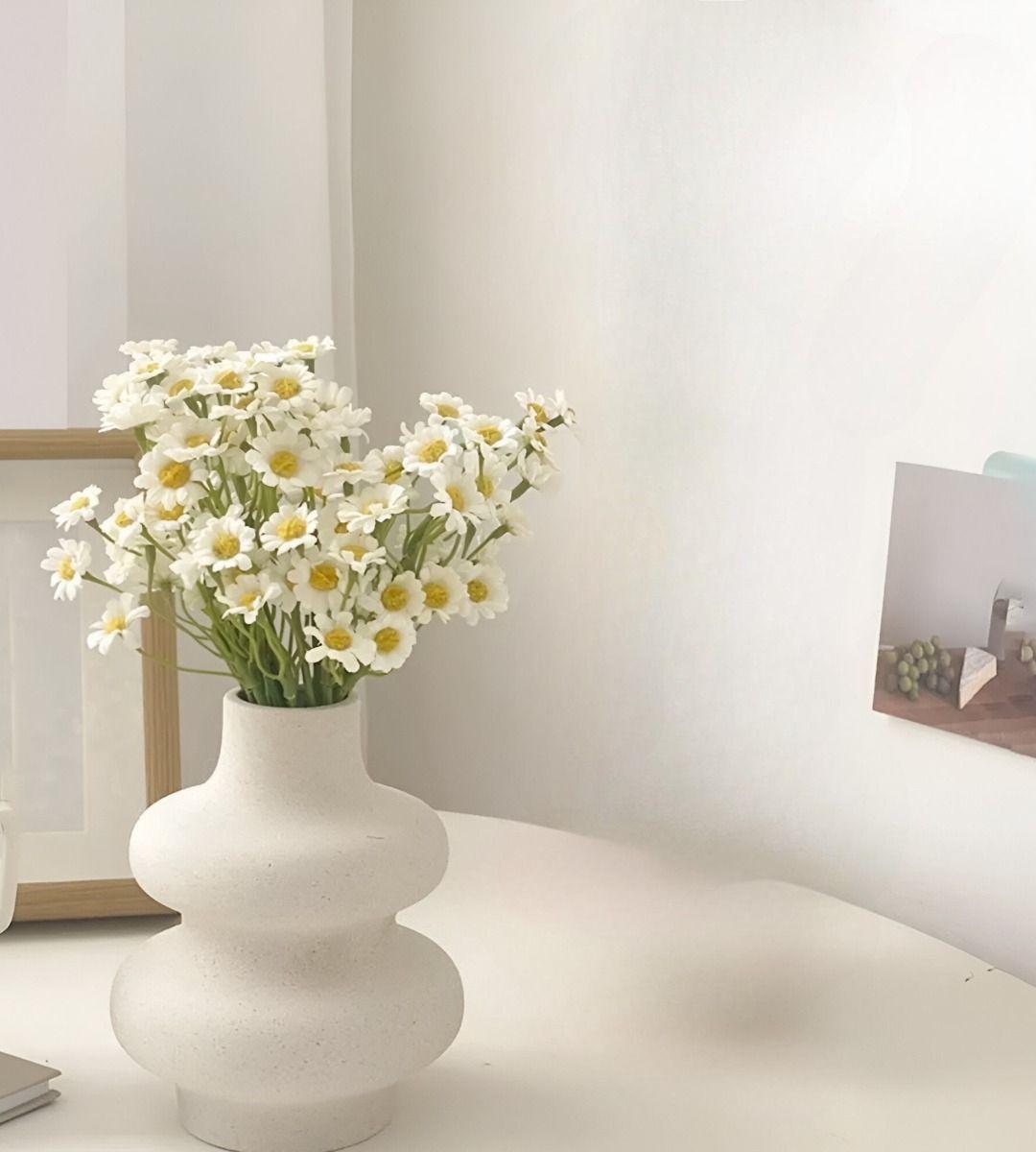 Jarrón Ondulado Moderno Flores Minimalista 15cm Jhn-2
