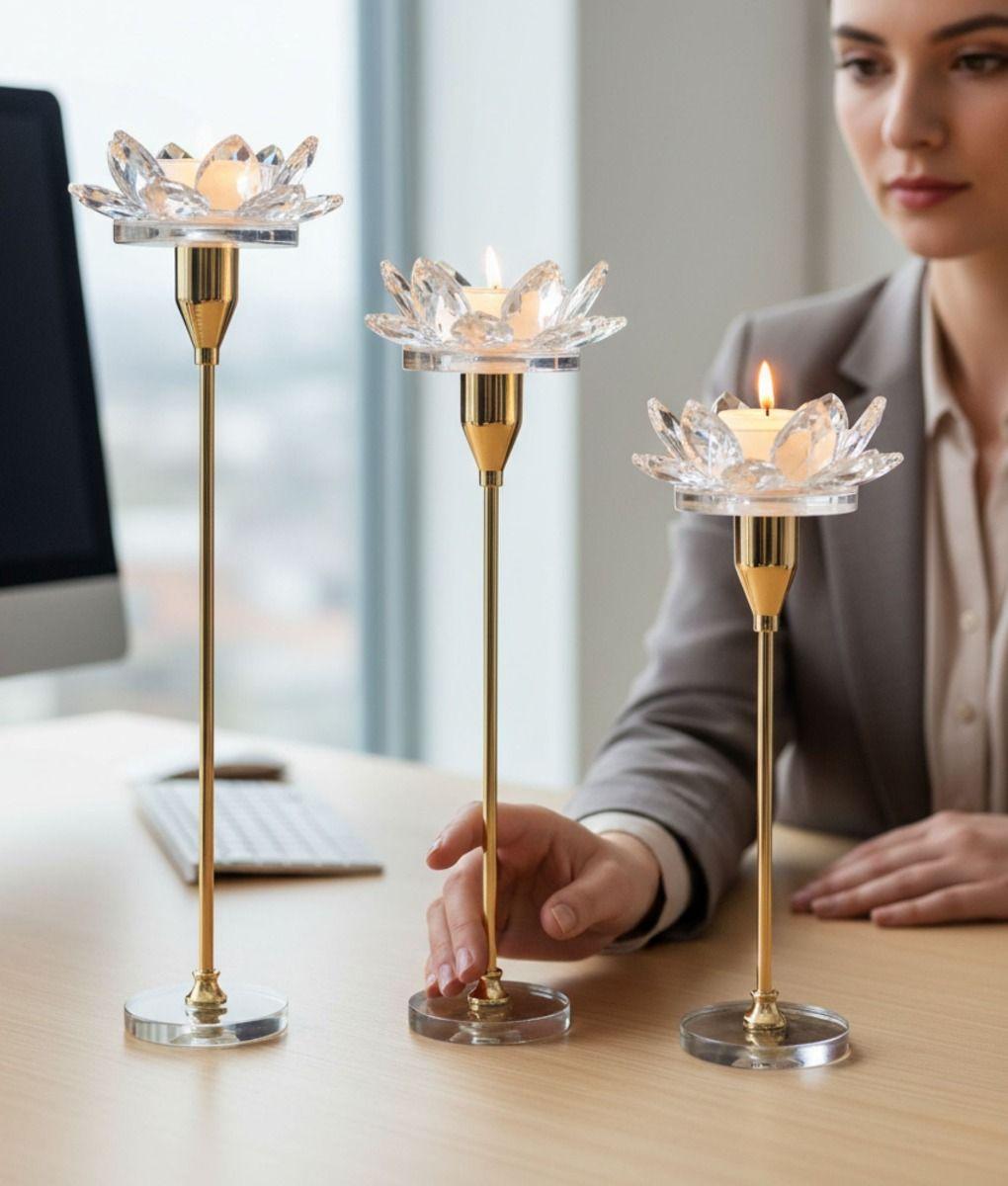 Set 3 Portavelas Decorativo Flor Pétalos Adorno Hogar Jhn-3