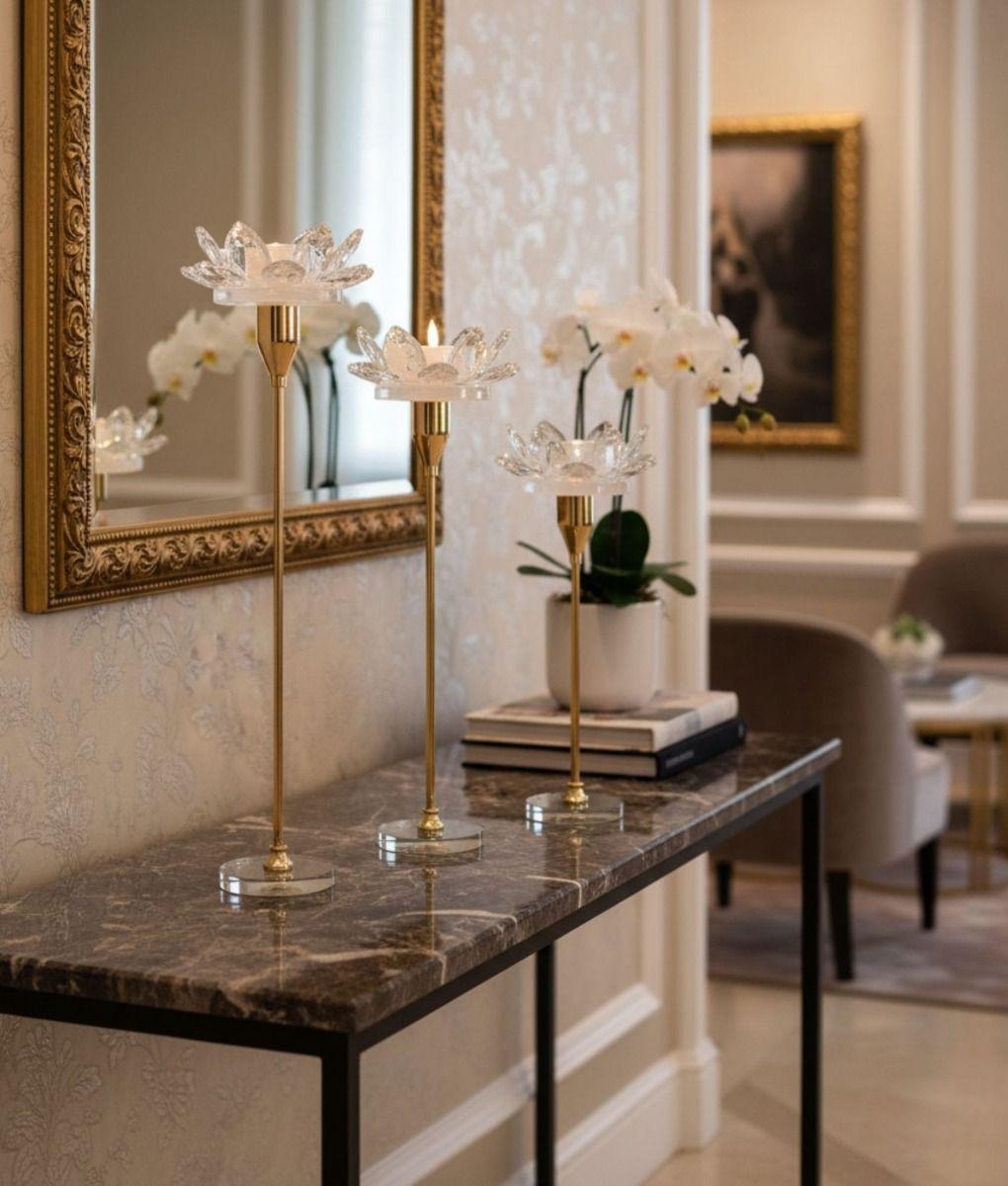 Set 3 Portavelas Decorativo Flor Pétalos Adorno Hogar Jhn-7