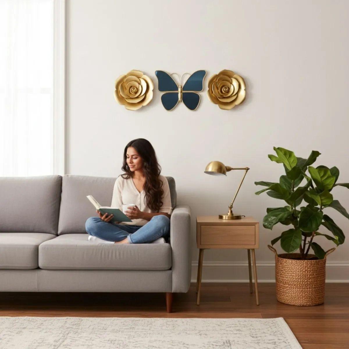 Set Decoración Pared 3 Piezas Estilo Minimalista Floral Jhn-2
