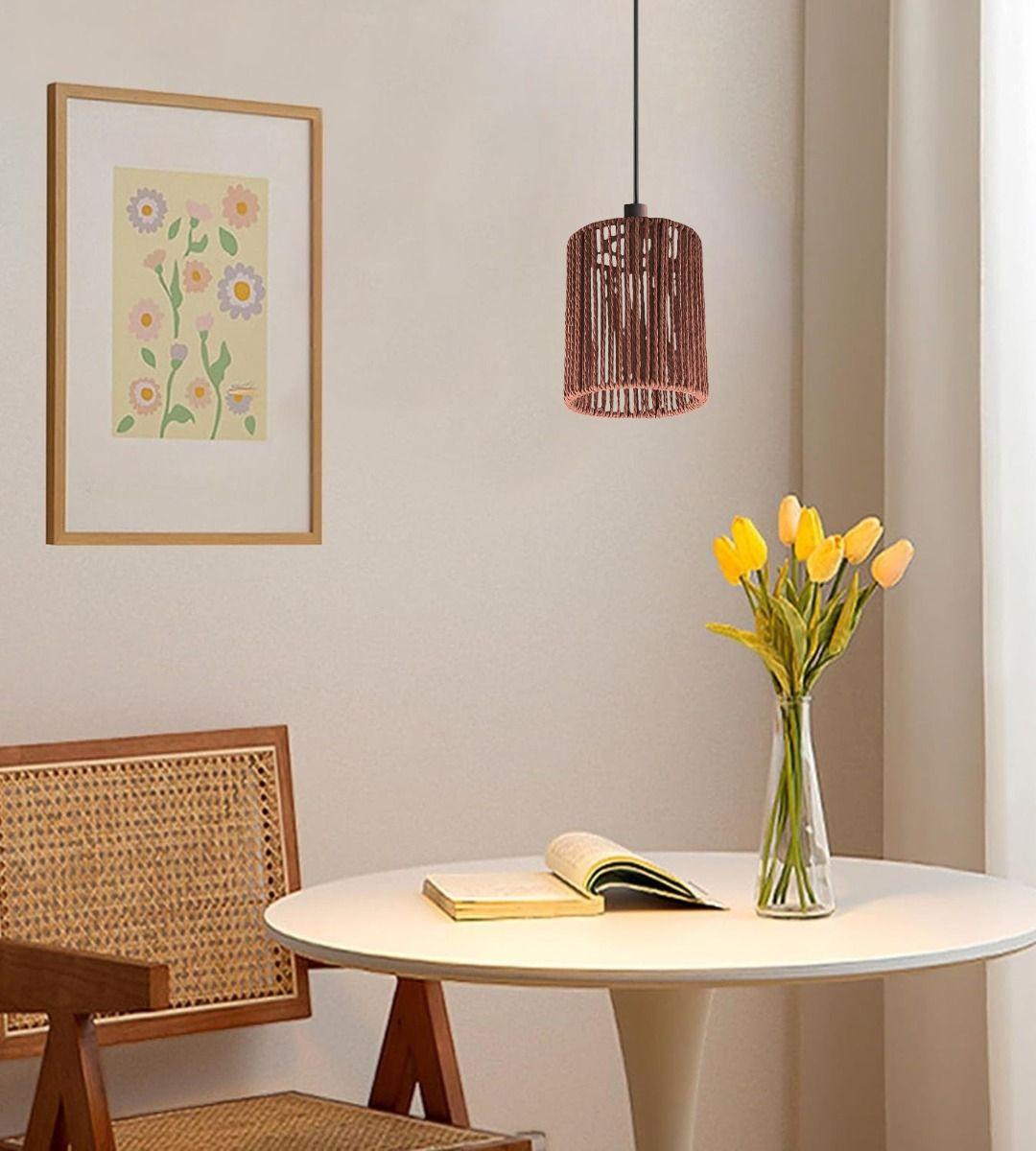 Lámpara Colgante Natural Bohemia Tejida Decorativa Jhn-7