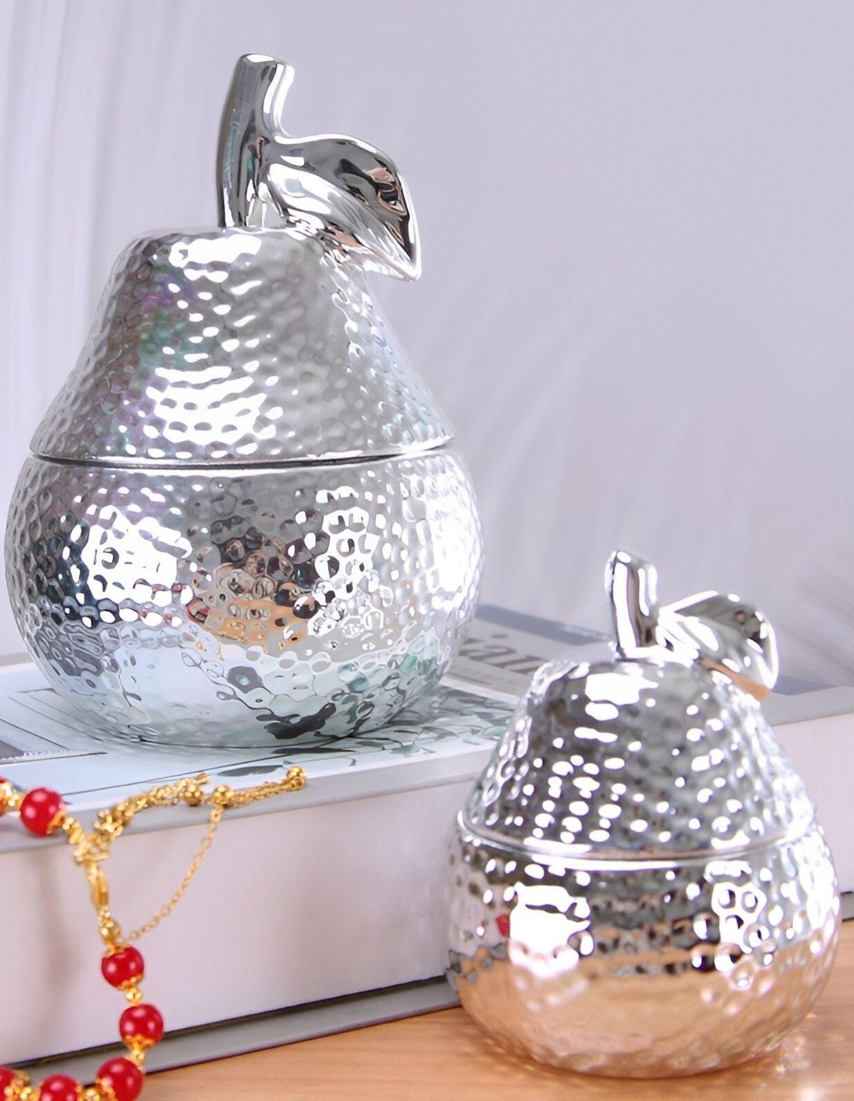 Tarro Almacenamiento Cerámica Plateada Recipiente Jhn-3