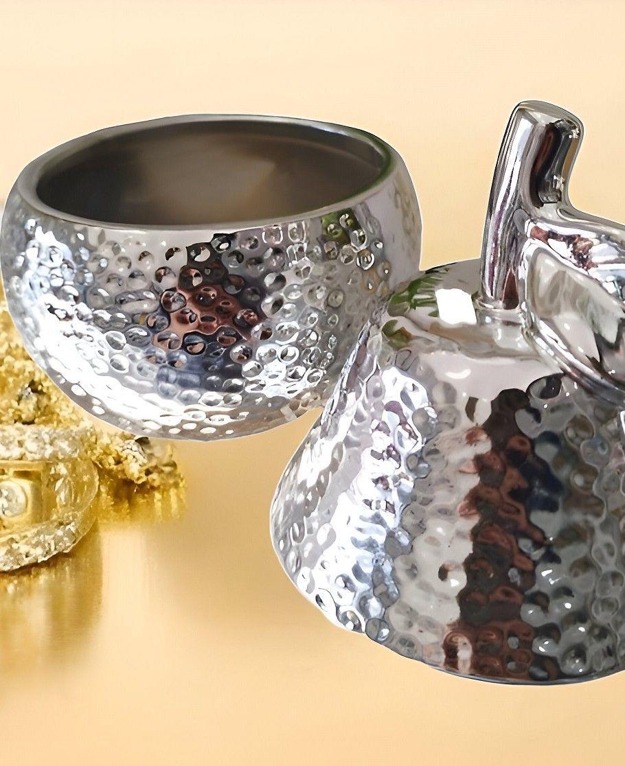 Tarro Almacenamiento Cerámica Plateada Recipiente Jhn-7