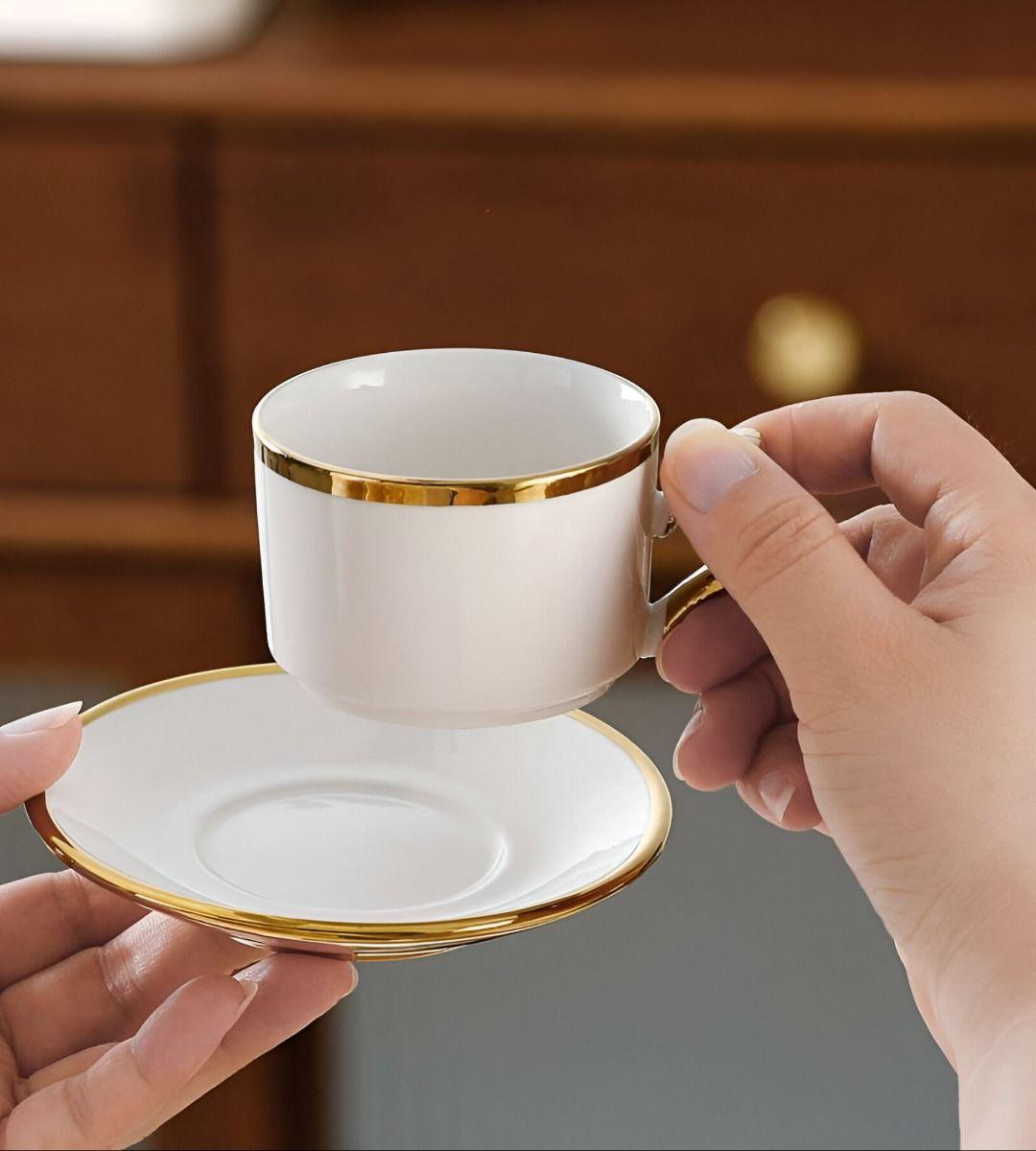 Juego Taza Café Platillo Decorativo Mesa Elegante Hogar Jhn-2