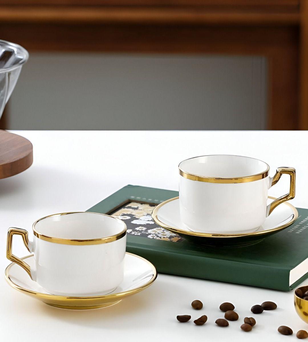 Juego Taza Café Platillo Decorativo Mesa Elegante Hogar Jhn-8