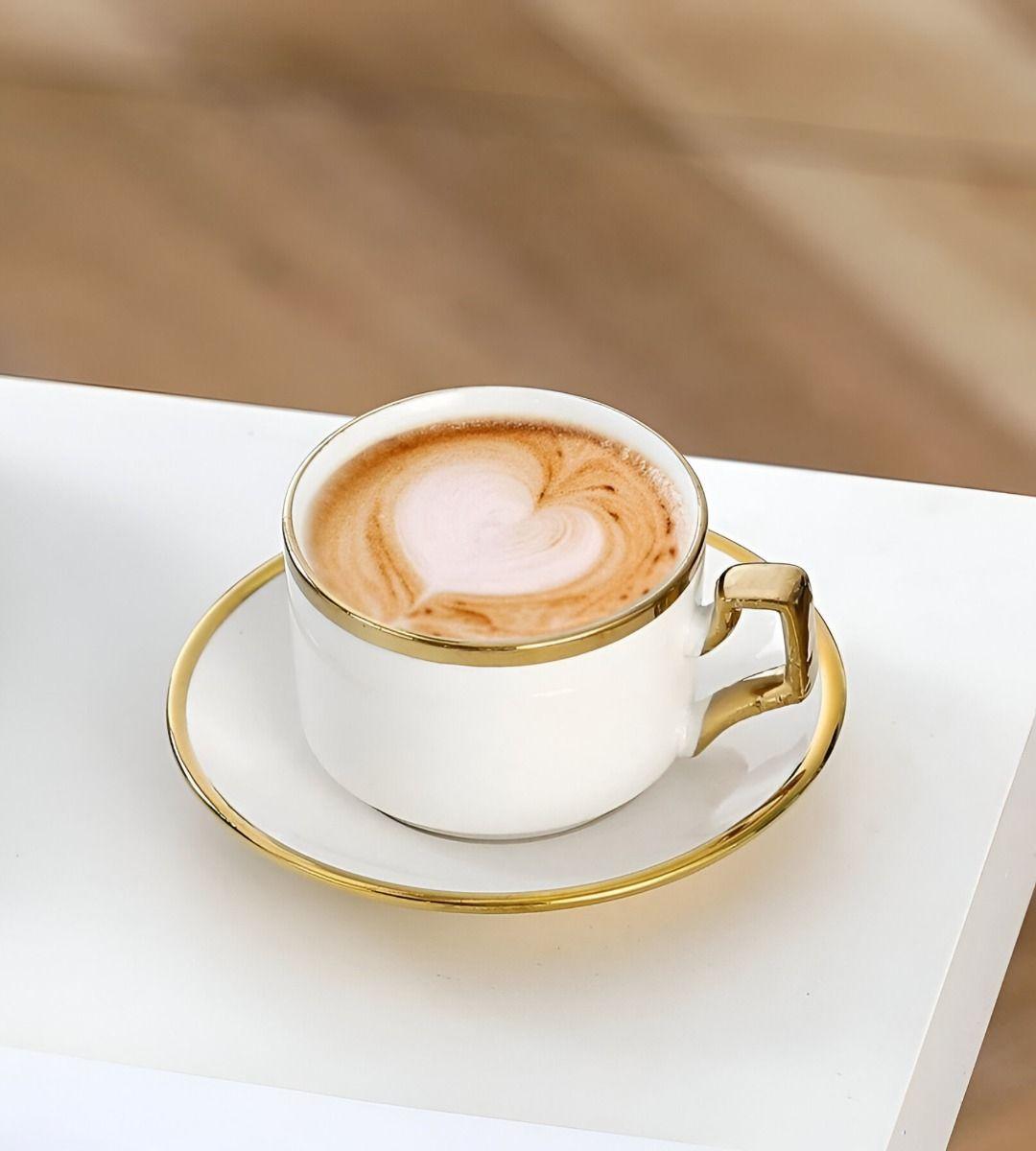 Juego Taza Café Platillo Decorativo Mesa Elegante Hogar Jhn-9