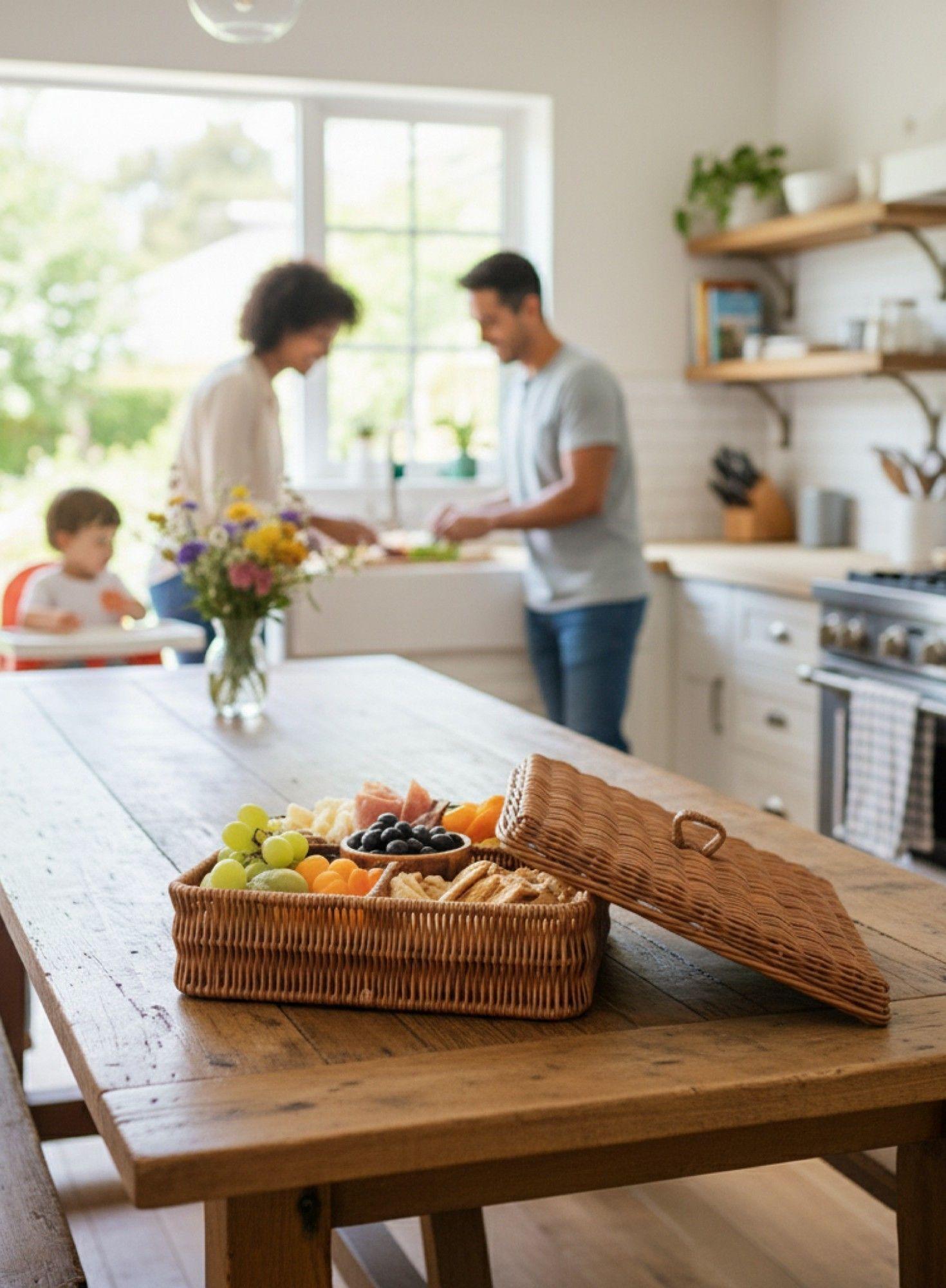 Canasto Decorativo Tapa Cesto Organizador Compartimentos Jhn-2