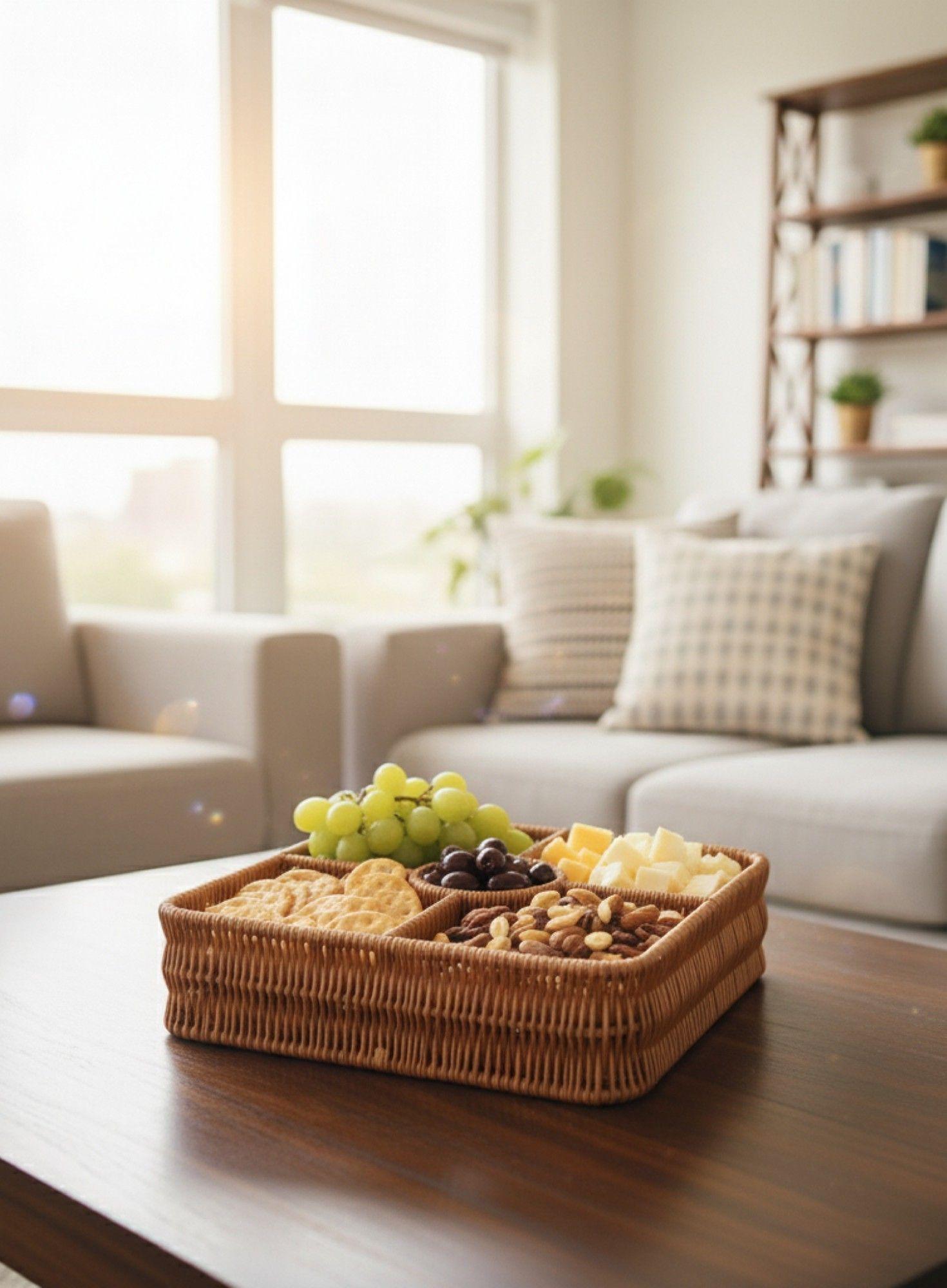 Canasto Decorativo Tapa Cesto Organizador Compartimentos Jhn-3