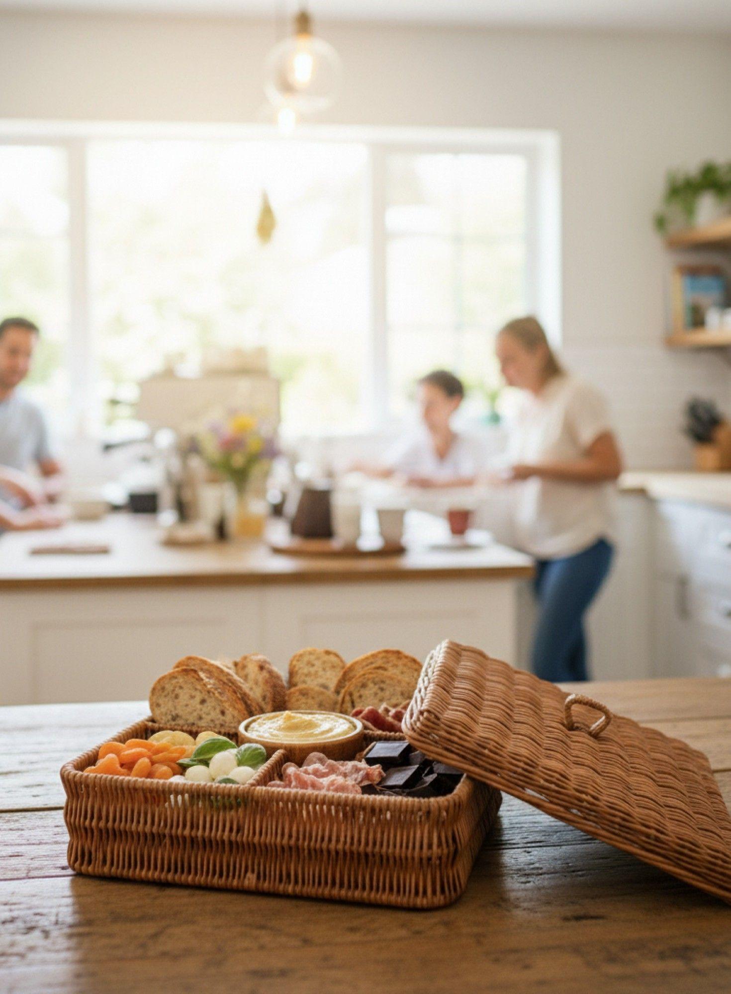 Canasto Decorativo Tapa Cesto Organizador Compartimentos Jhn-4