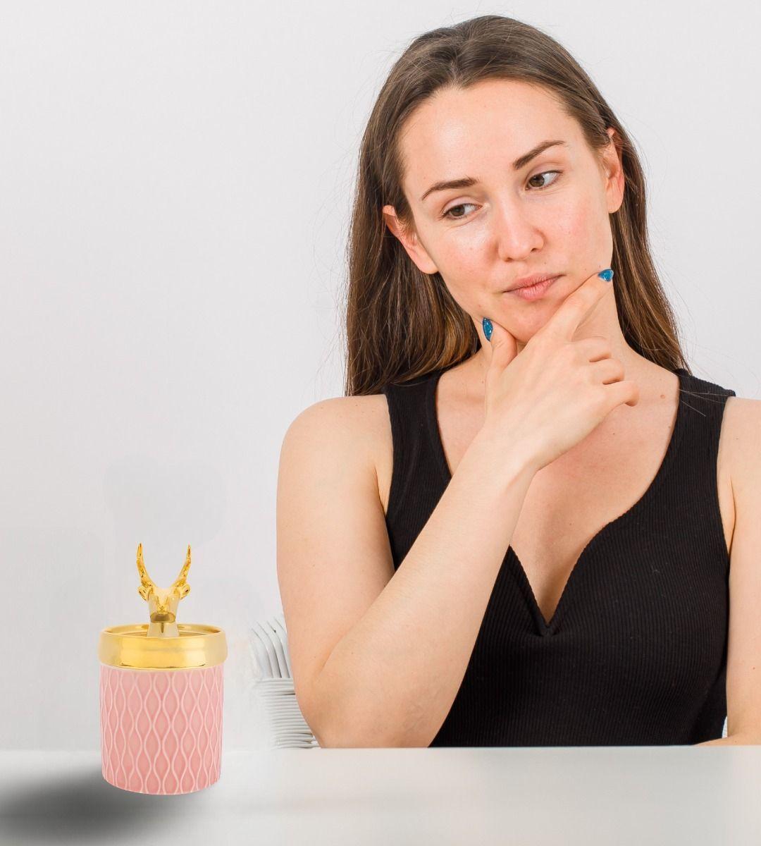 Set 2 Tarro Decorativo Organizador Joyas Tapa Ciervo Jhn-4