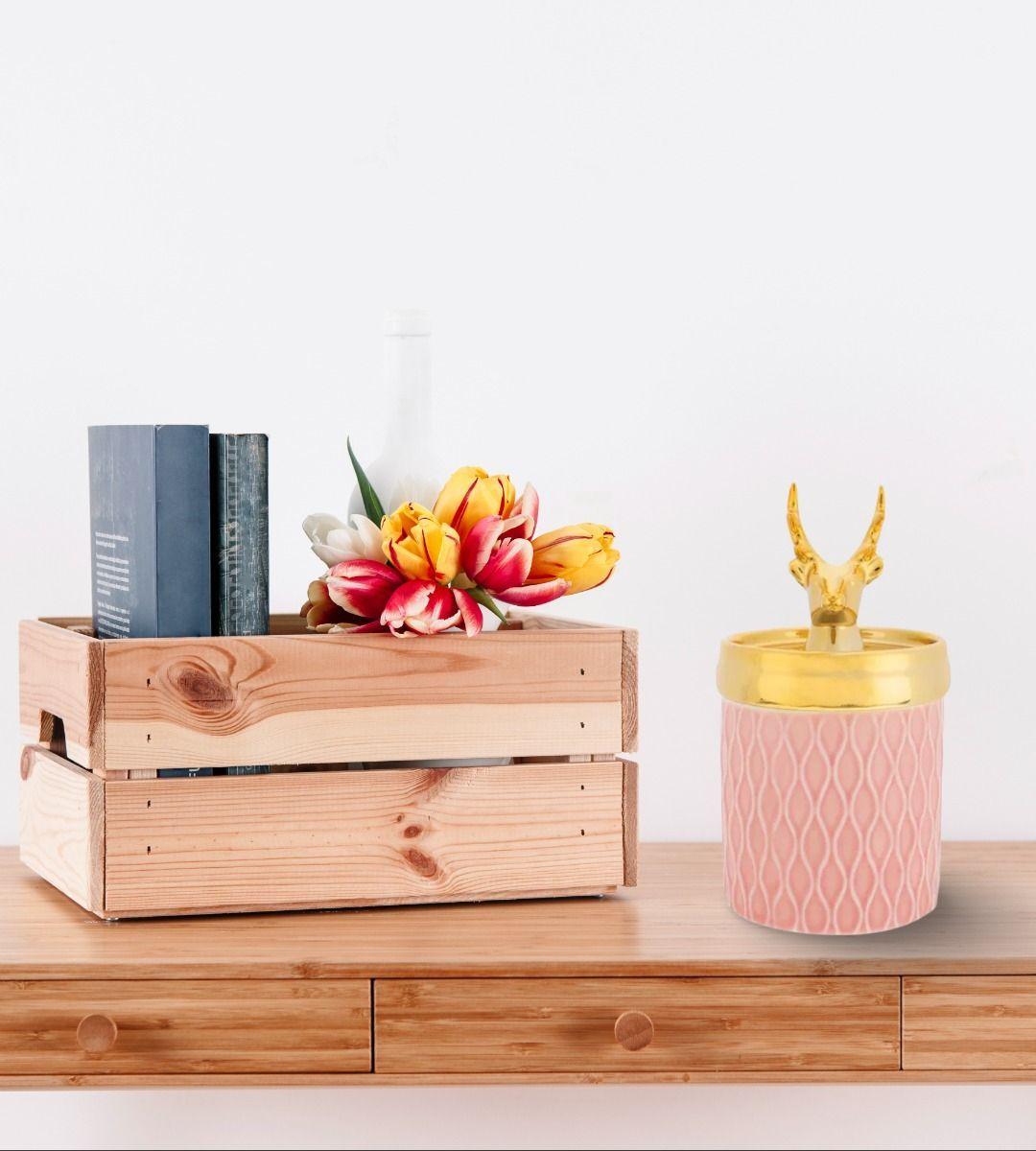 Set 2 Tarro Decorativo Organizador Joyas Tapa Ciervo Jhn-6