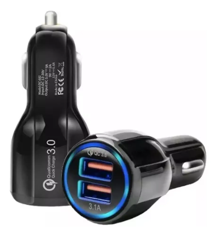 Set 3 Cargador Cigarrera Carro Doble Puerto USC Tipo C Lau-0