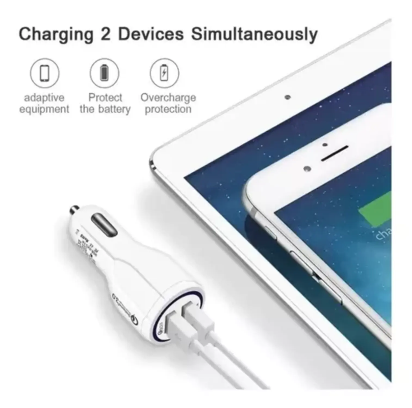 Set 3 Cargador Cigarrera Carro Doble Puerto USC Tipo C Lau-7