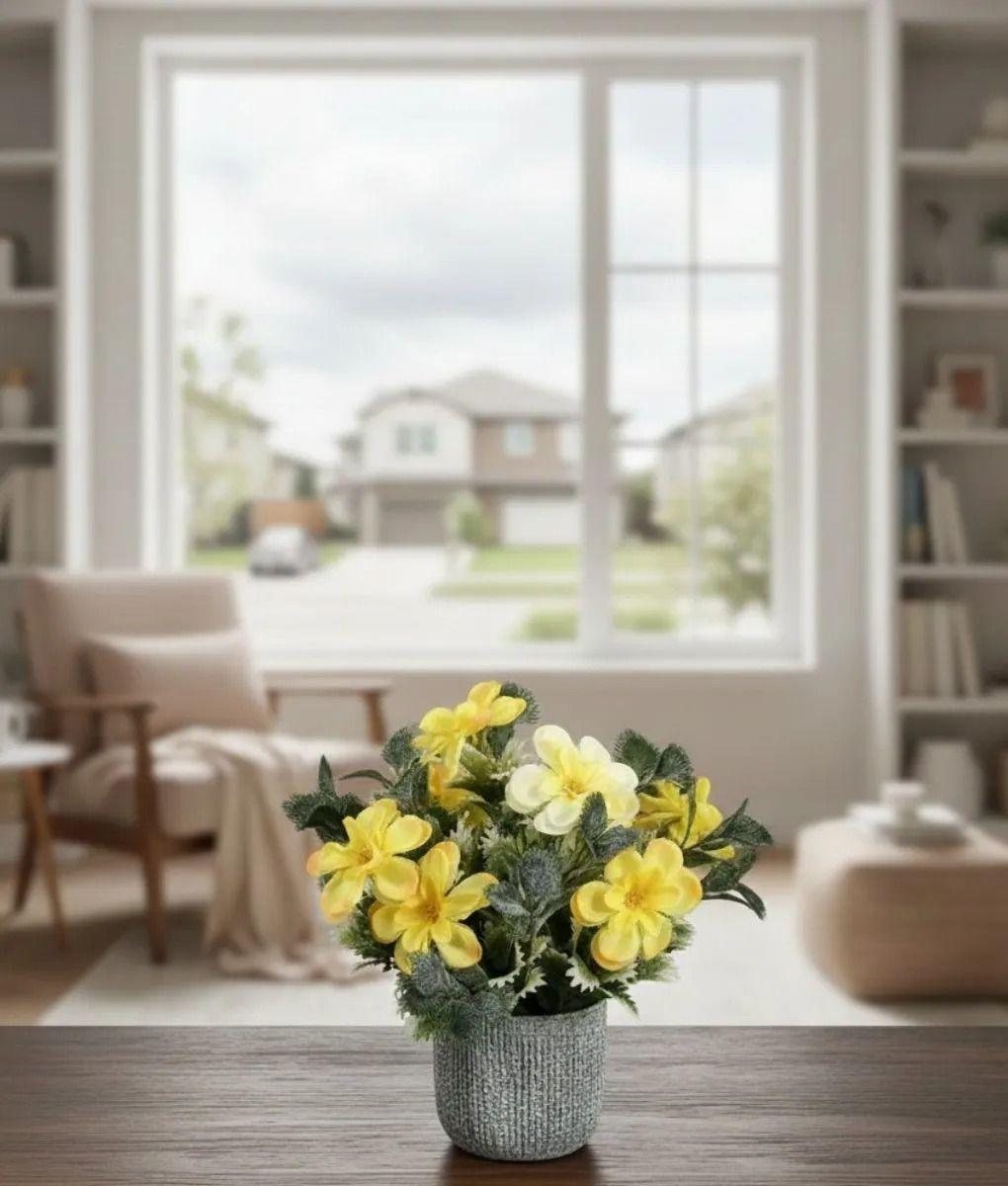 Planta Artificial Decorativa Acuarelada Cestería Rústica Jhn-5