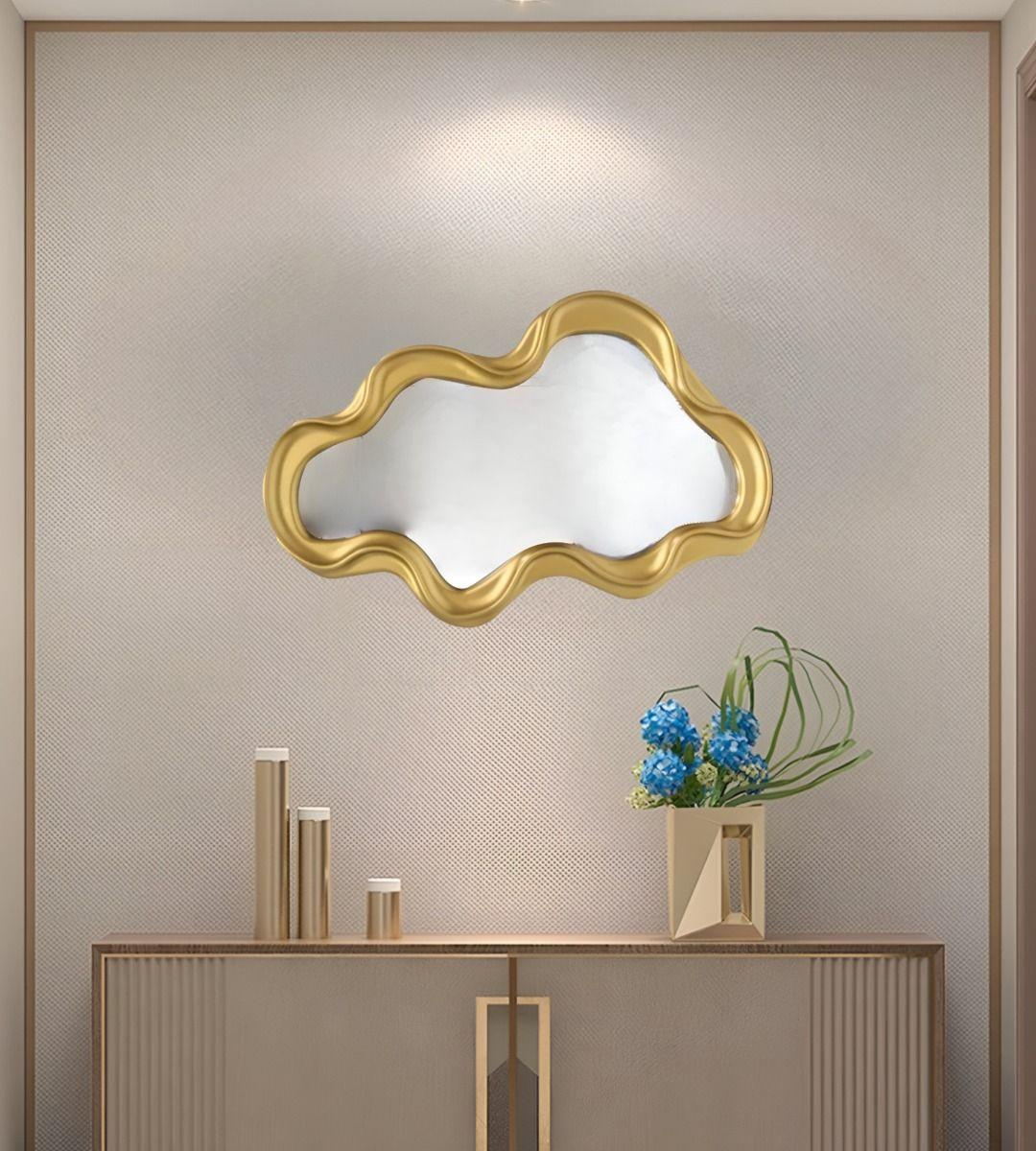 Espejo Pared Moderno Irregular Decorativo Dorado Jhn-3