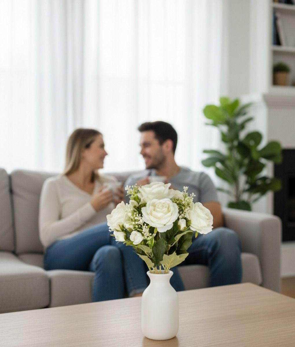 Set 4 Ramo Flores Artificiales Rosas Silvestres Adorno Jhn-7