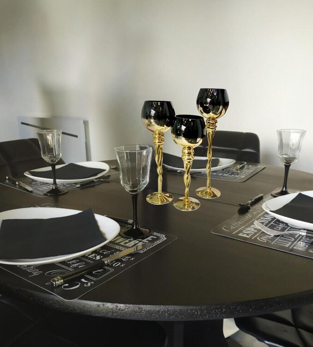 Juego 3 Portavelas Decorativo Candelabro Moderno Copas Jhn-9