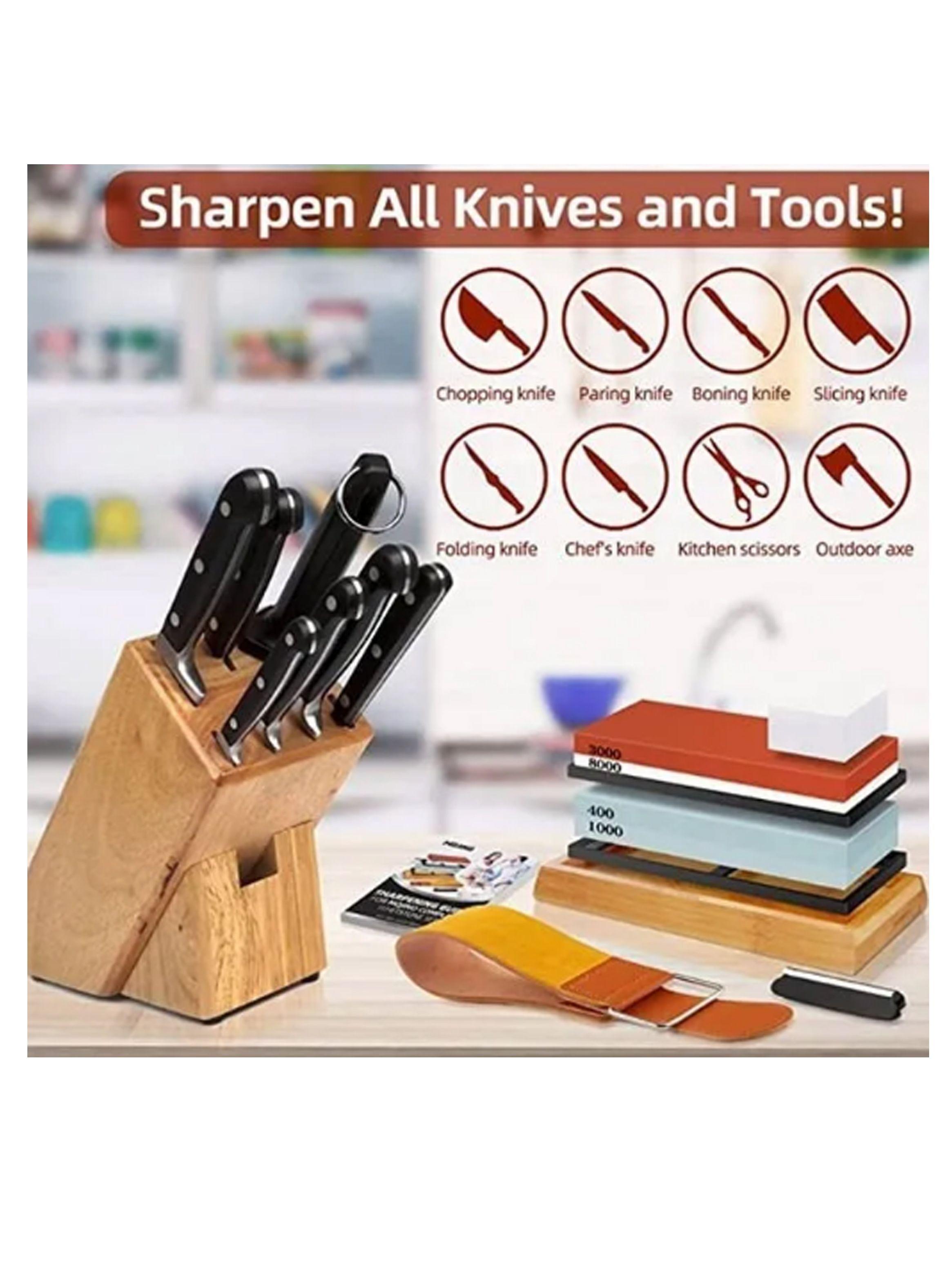 Set Piedras De Afilar 400/1000 3000/8000 + Guía + Base Bambú-3
