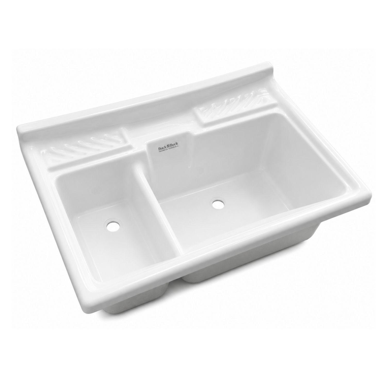 Lavadero ropa doble Buck&Buck de 80x60x33cm en acrílico sanitario con jabonera-0