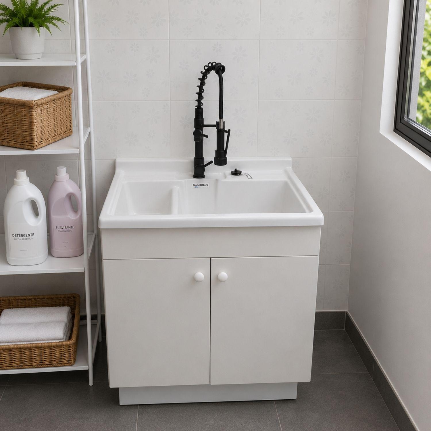Lavadero ropa doble Buck&Buck de 80x60x33cm en acrílico sanitario con jabonera-1