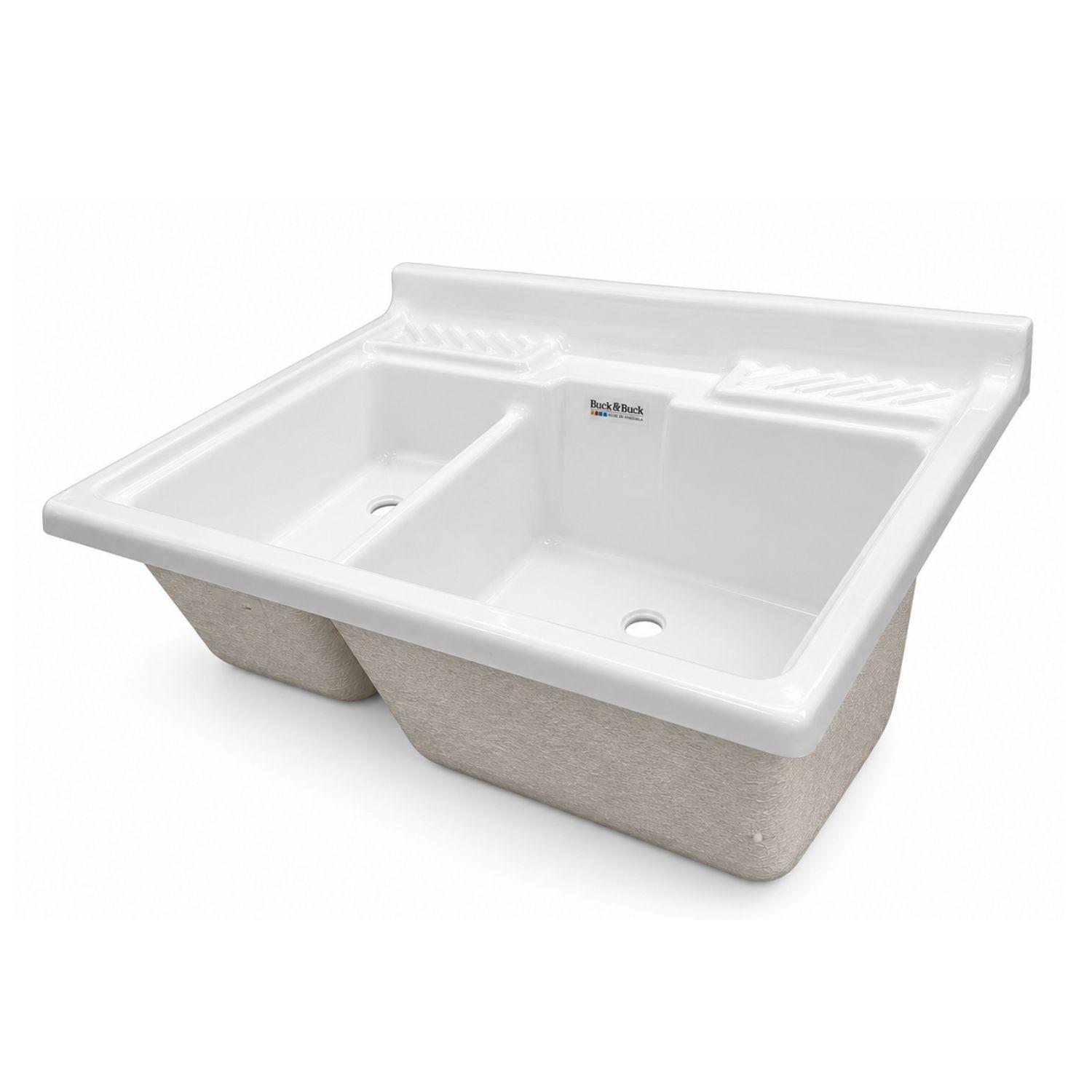 Lavadero ropa doble Buck&Buck de 80x60x33cm en acrílico sanitario con jabonera-3