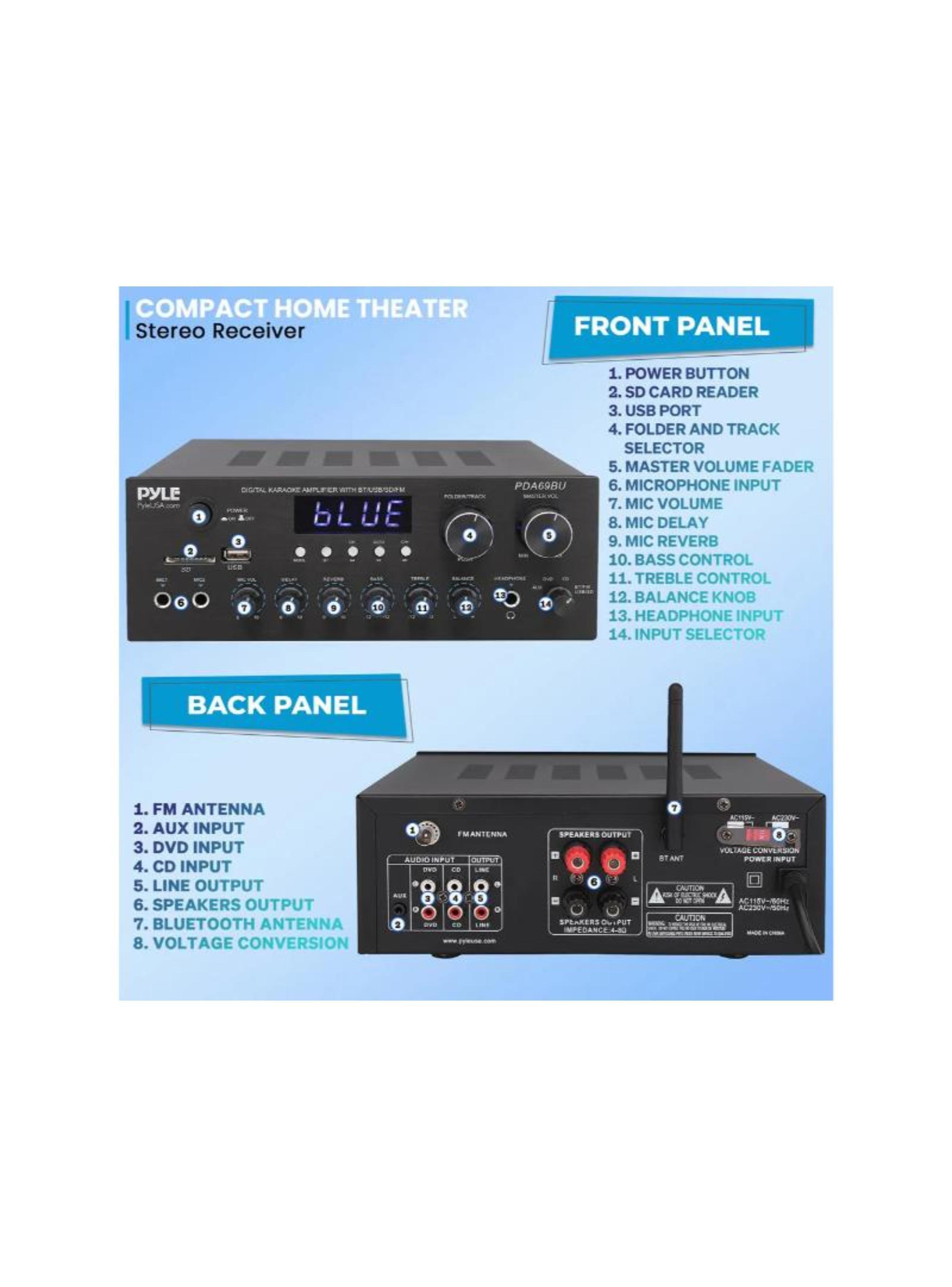 Amplificador de Sonido Pyle con Bluetooth-5