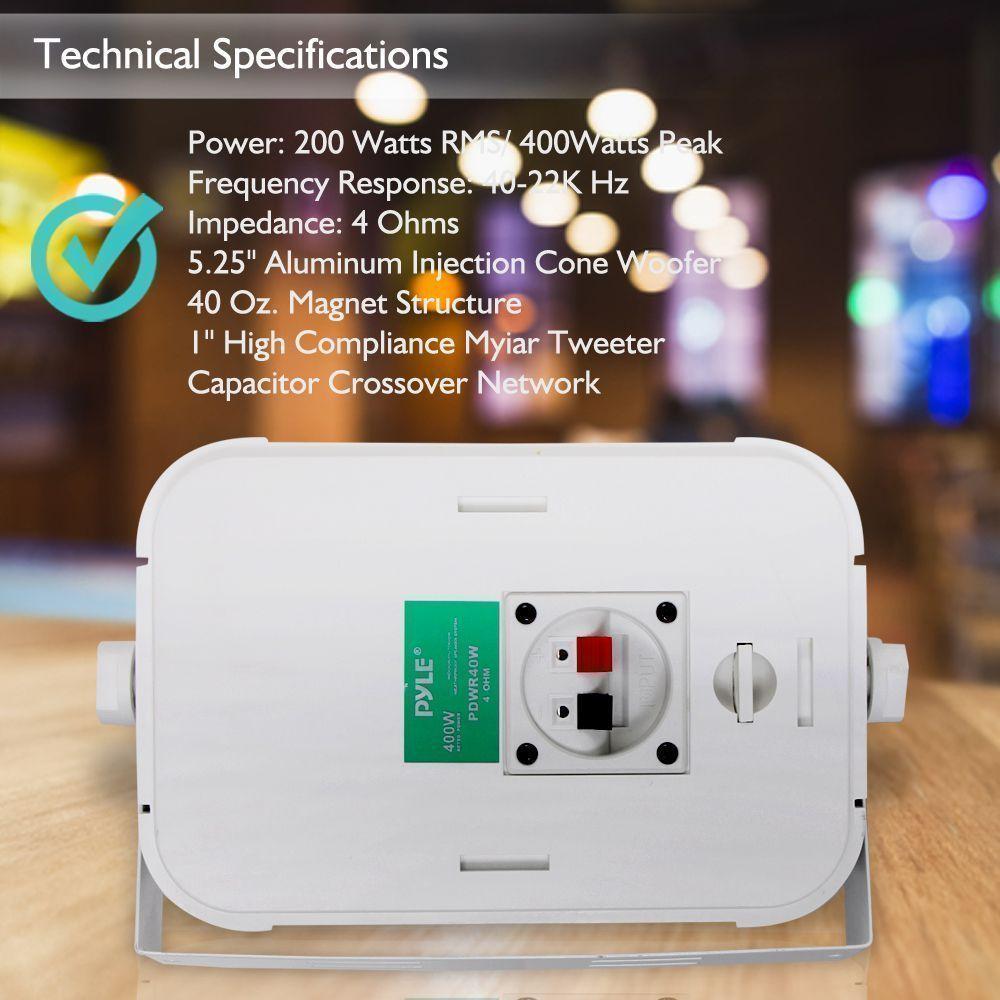 Parlantes interior exterior Pyle 40w blanco-4