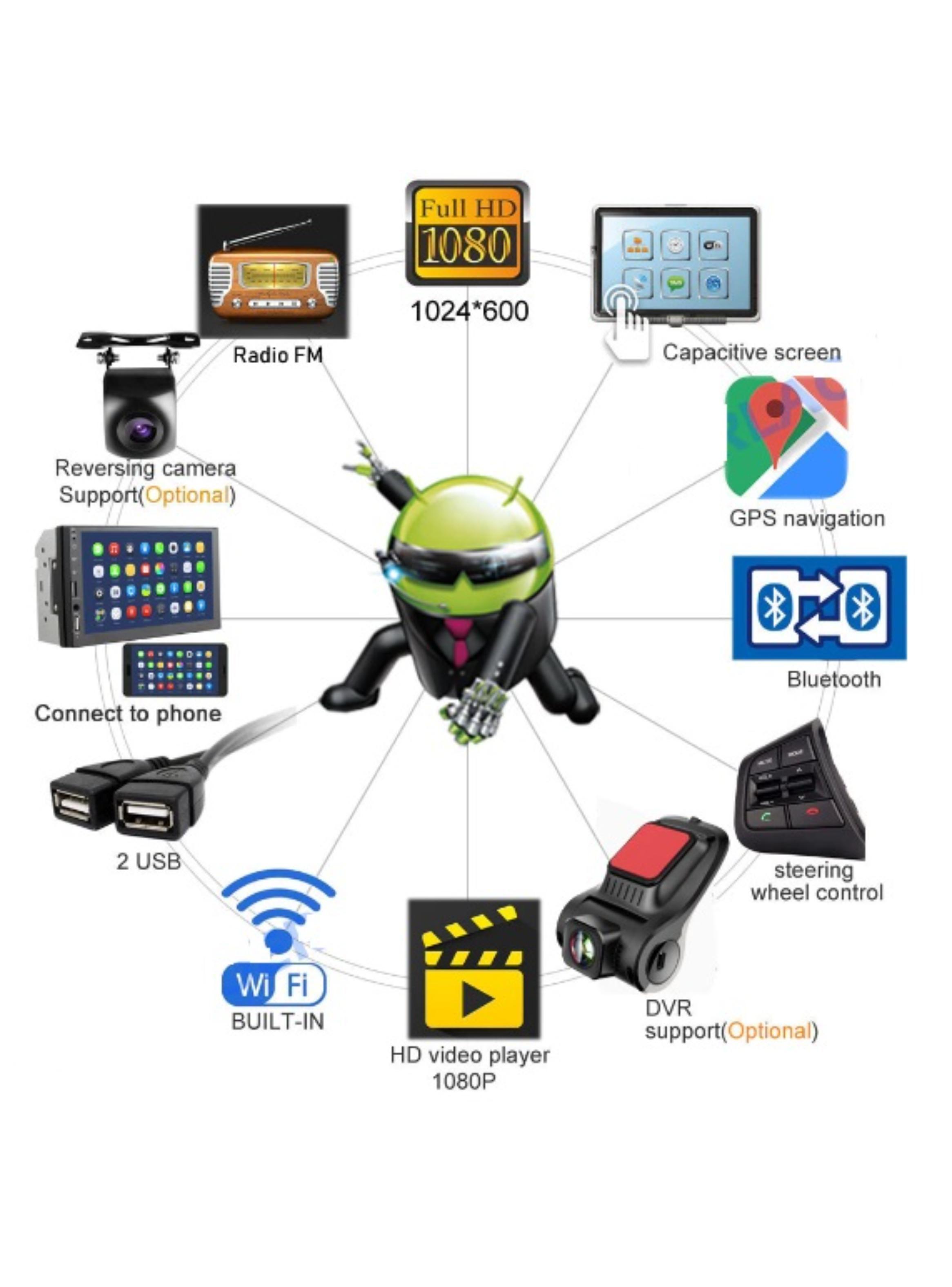 Radio Auto 7 Pulgadas Android Bluetooth 2+32GB y Carplay-1