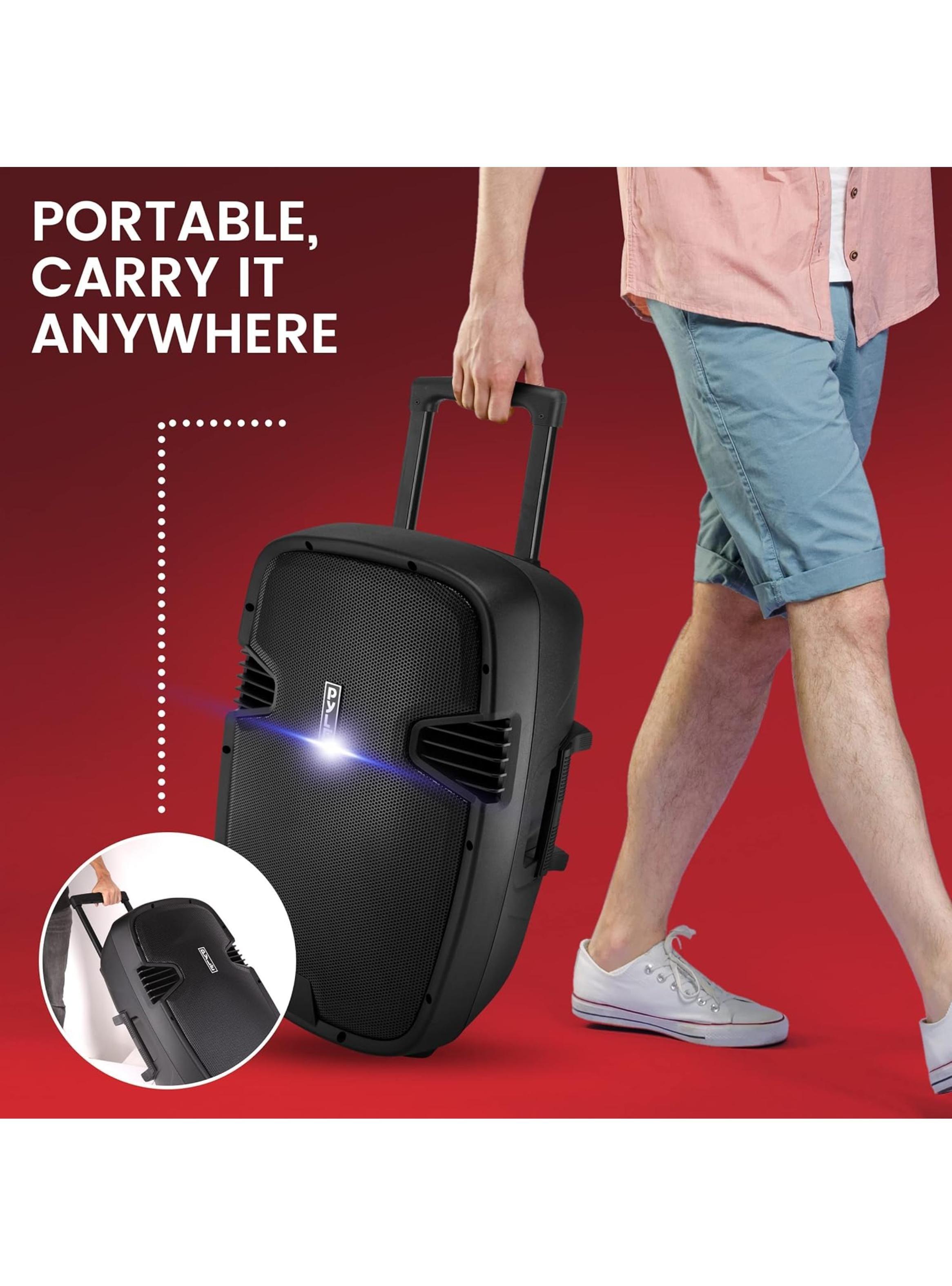 Parlante Karaoke Pyle con Bluetooth dos Microfonos y 15 Pulgadas-5